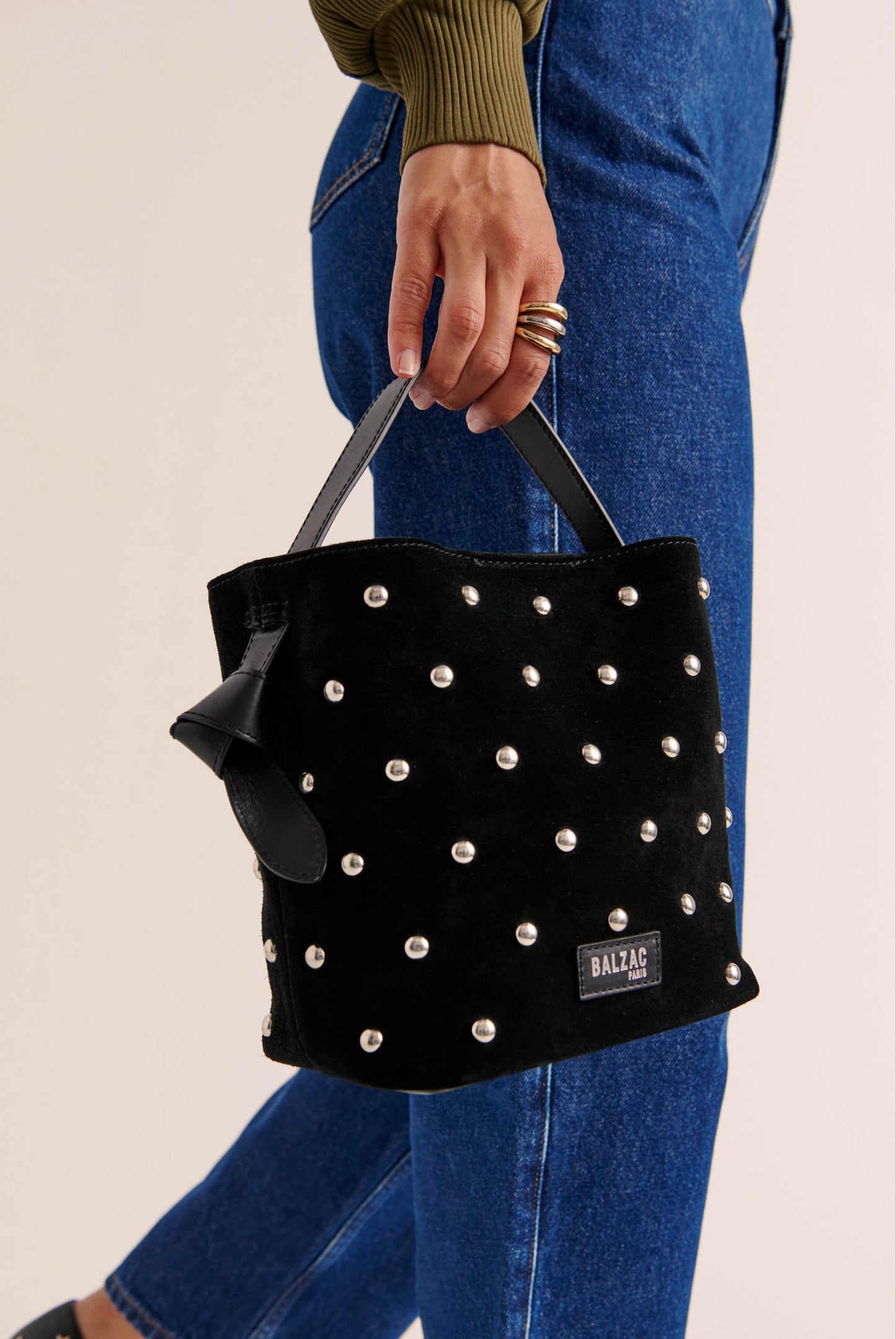 Black studded Orion bag