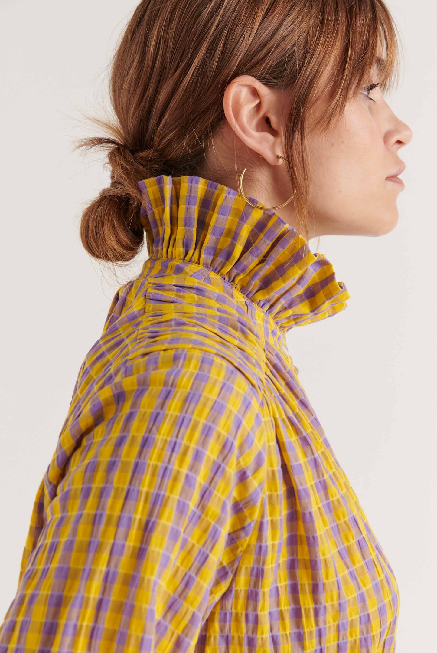 Yellow and purple gingham Léonor shirt