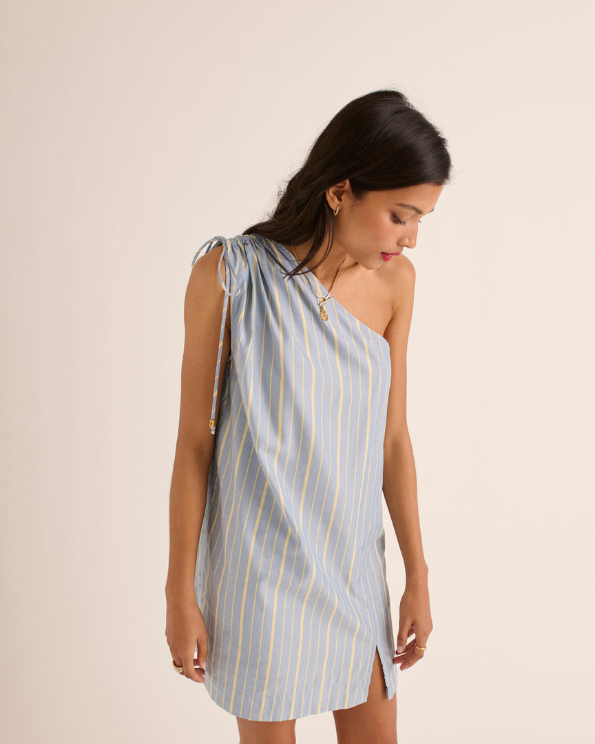 Dress Winie stripes blue and yellow