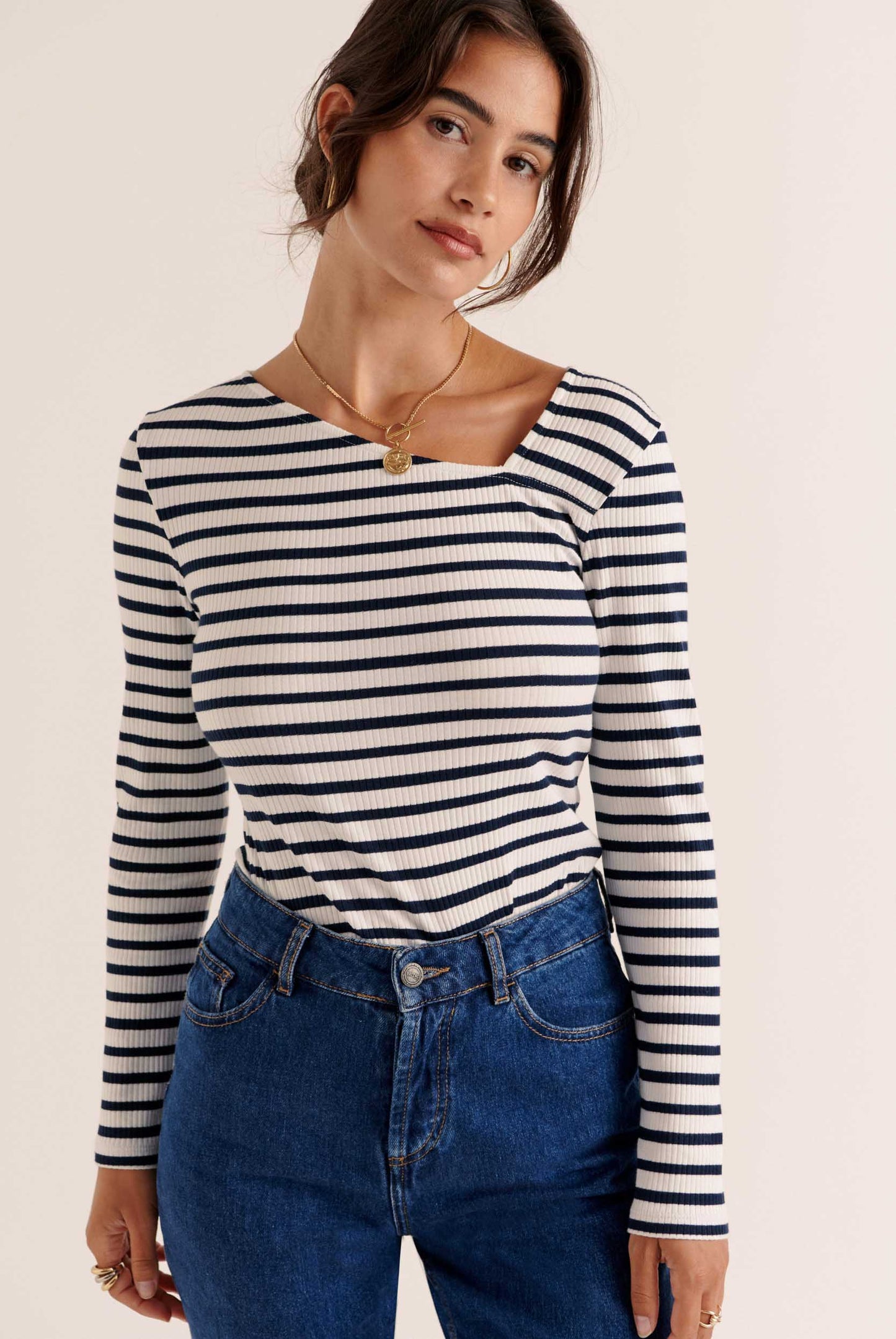 Cepe top with blue and white stripes