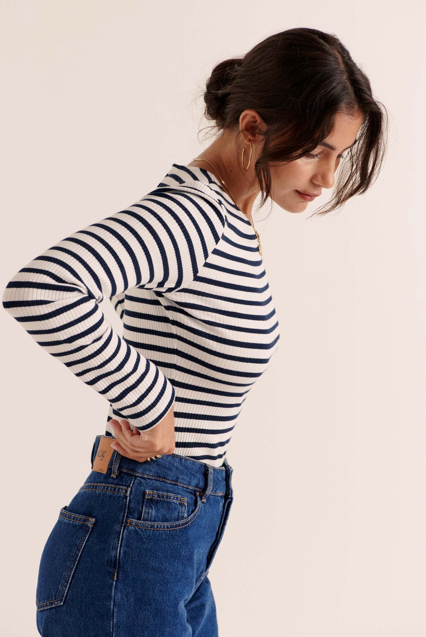 Cepe top with blue and white stripes