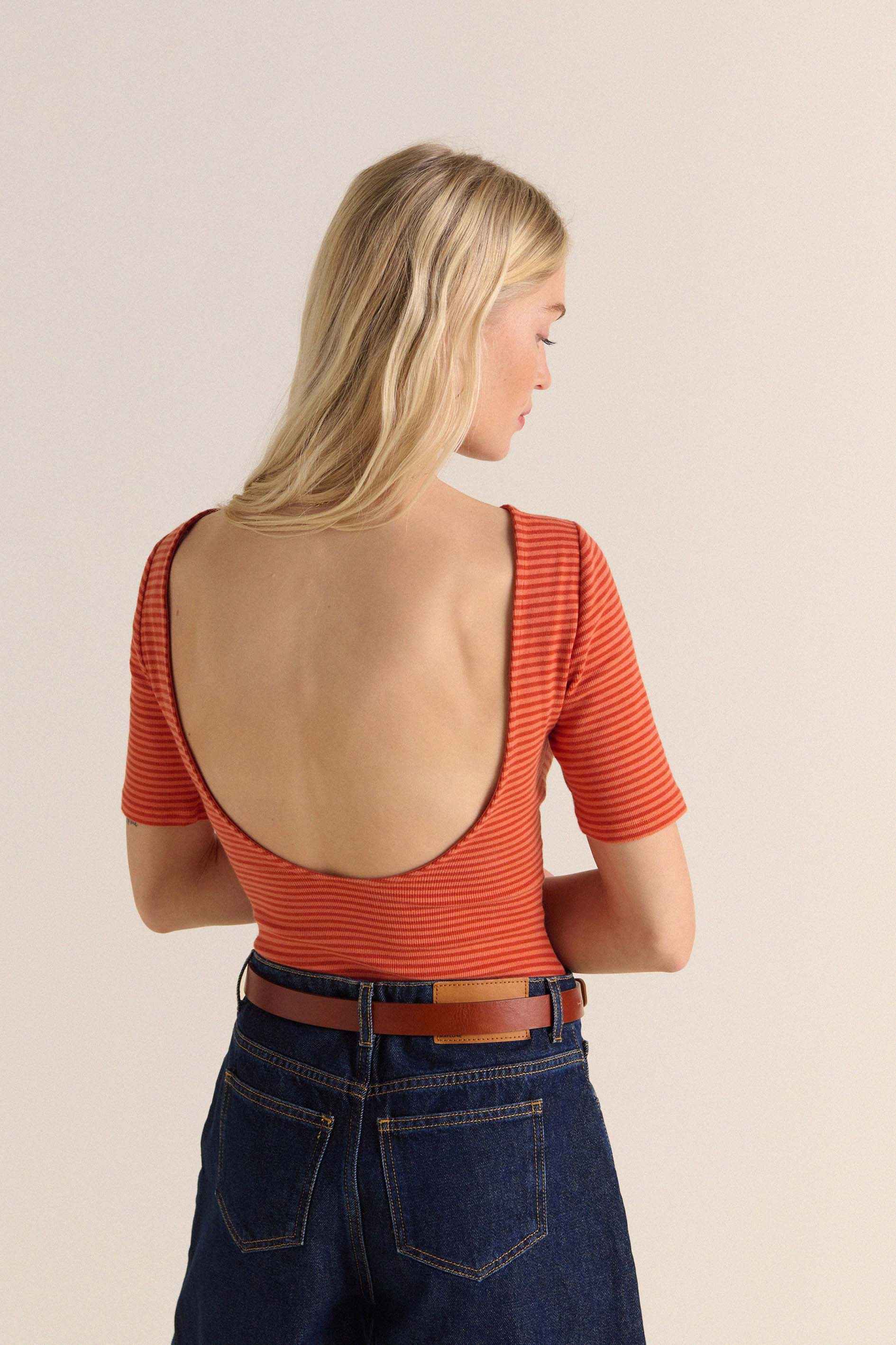 Bodysuit Heureuse stripes red and orange