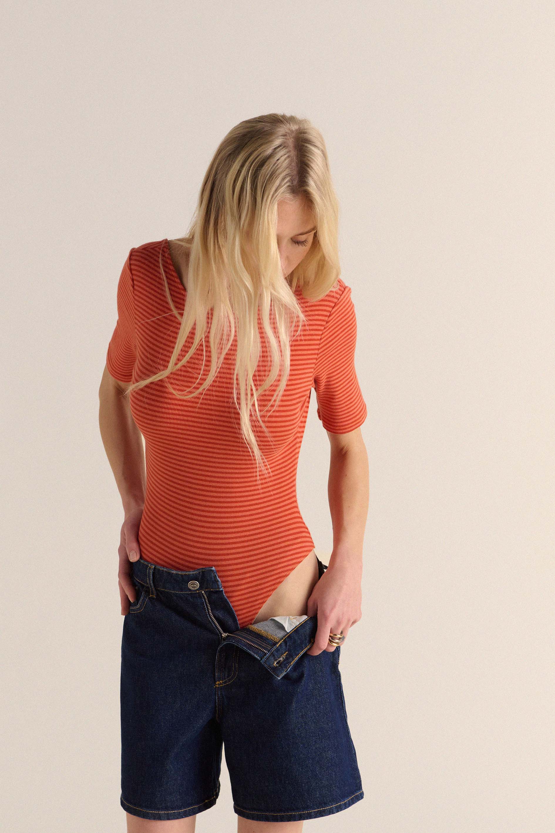 Bodysuit Heureuse stripes red and orange