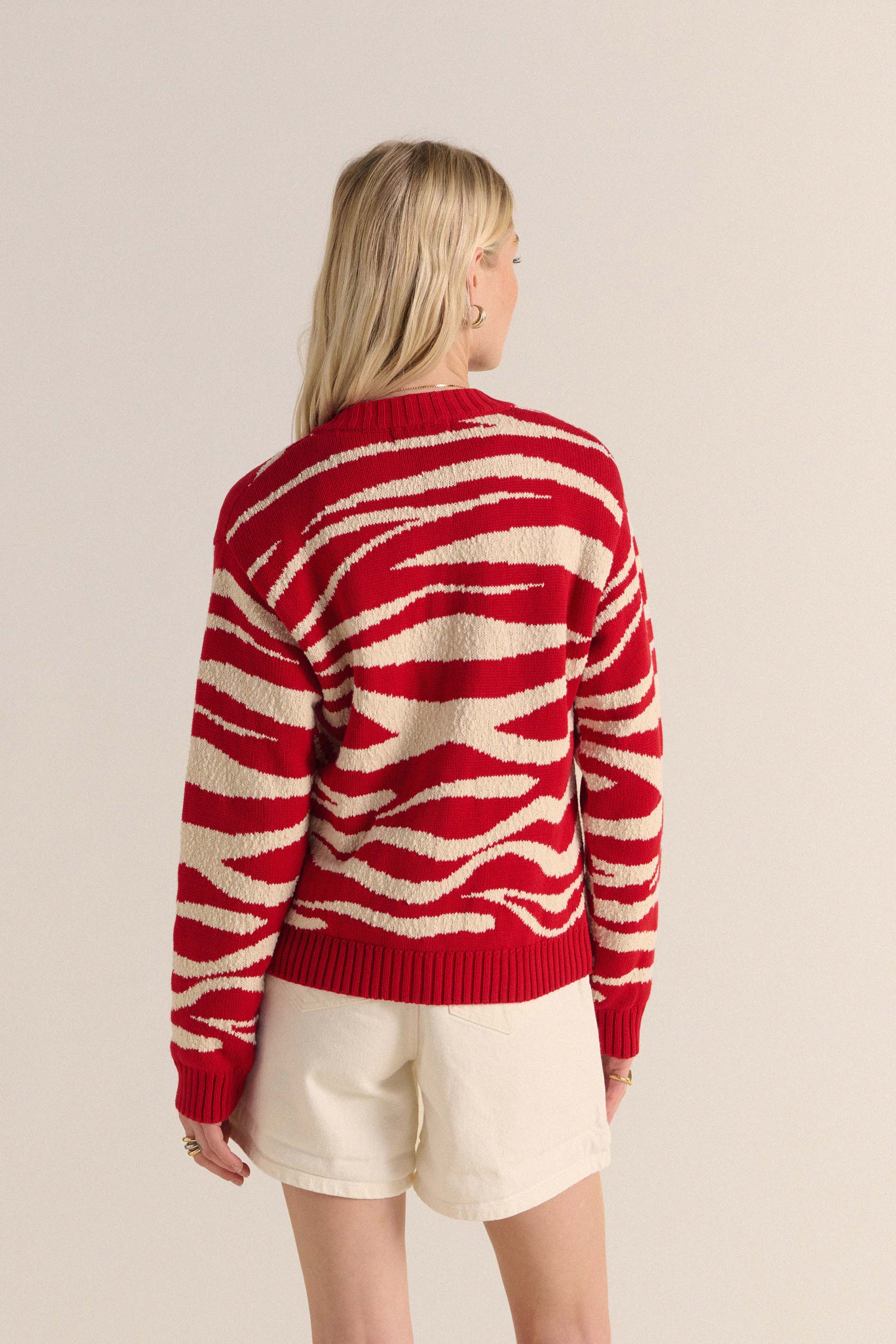 Cardigan Giboulé red and ecru