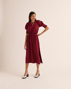 Céleste burgundy gingham dress