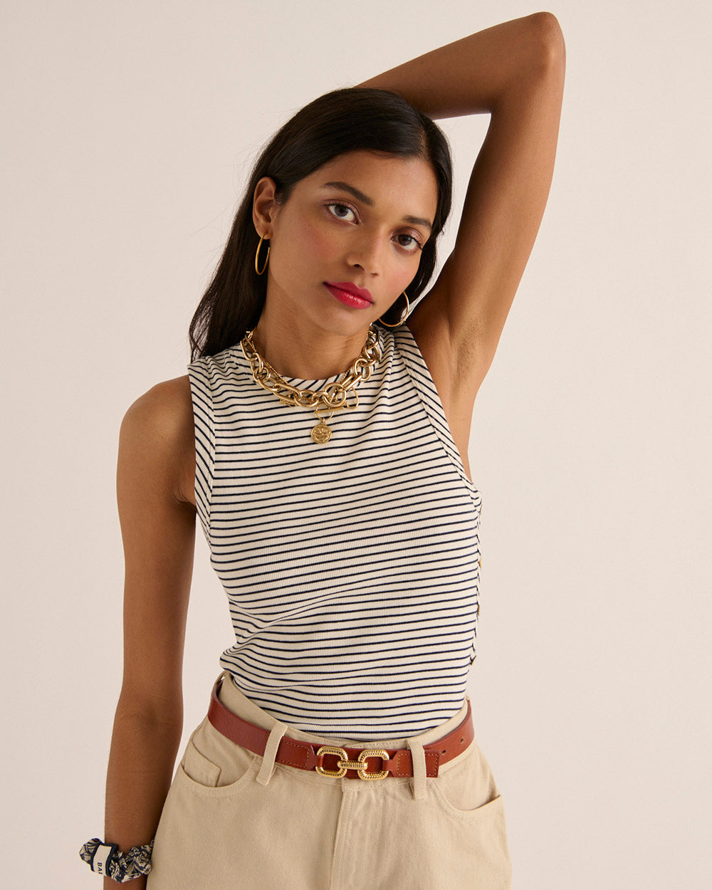 Top Origan navy and white