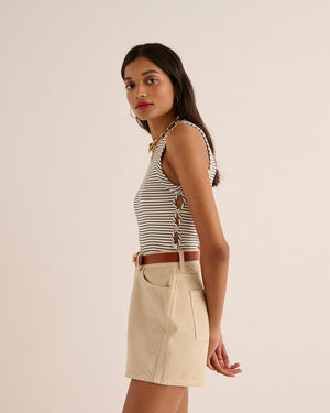 Navy and white Oregano top