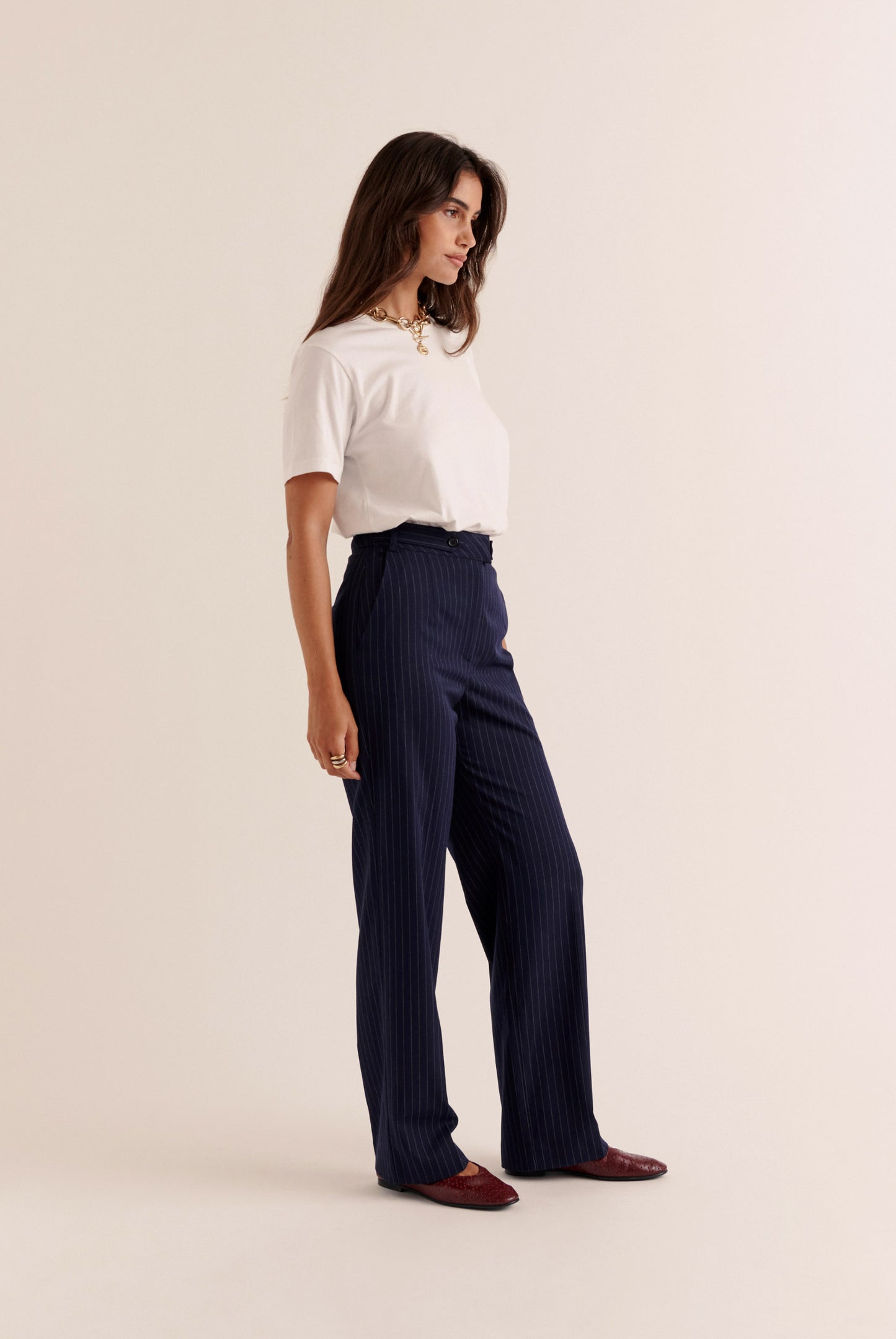 Pantalon Dan rayures marine