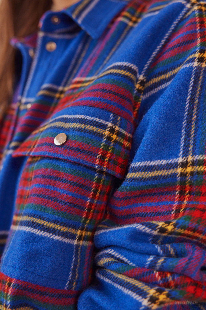 Carter overshirt in electric blue and red checks