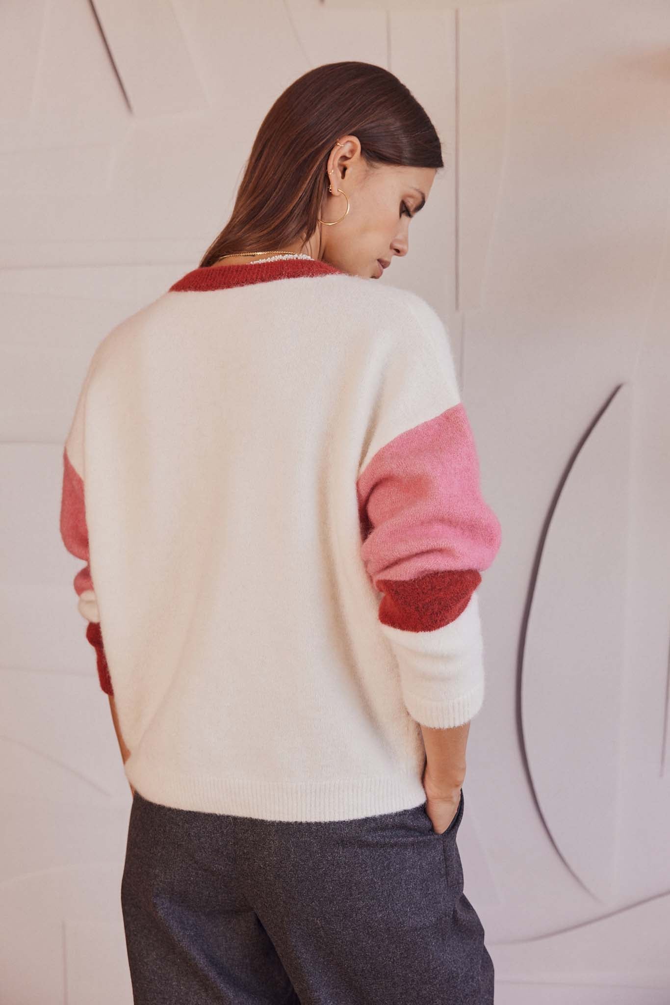 Pink, red and ecru Passion cardigan