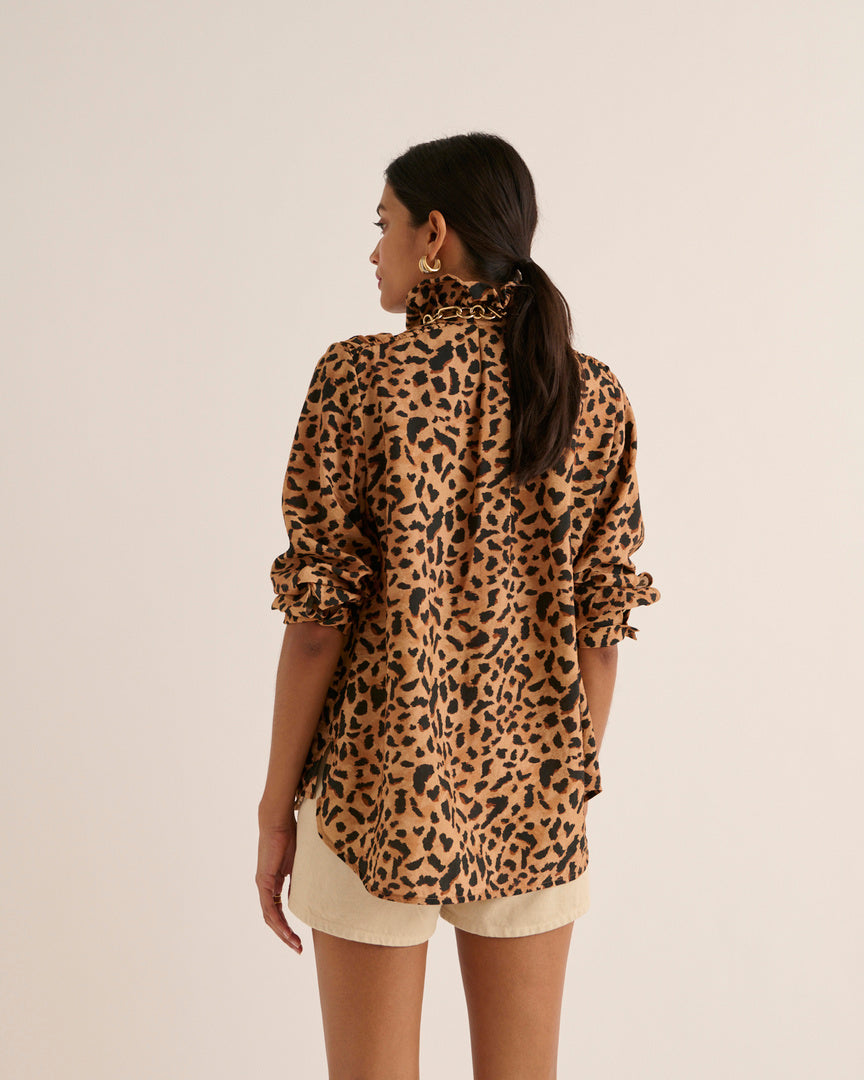 Chemise Express Motif Guépard - Taille S - Polyester - Neuf Sans étiquettes