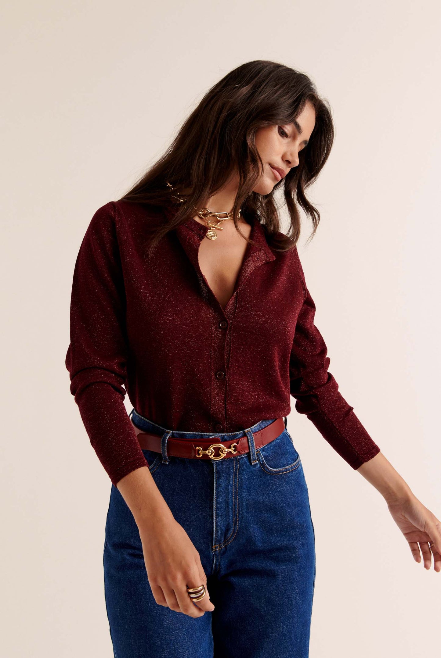 Mandy cardigan iridescent burgundy