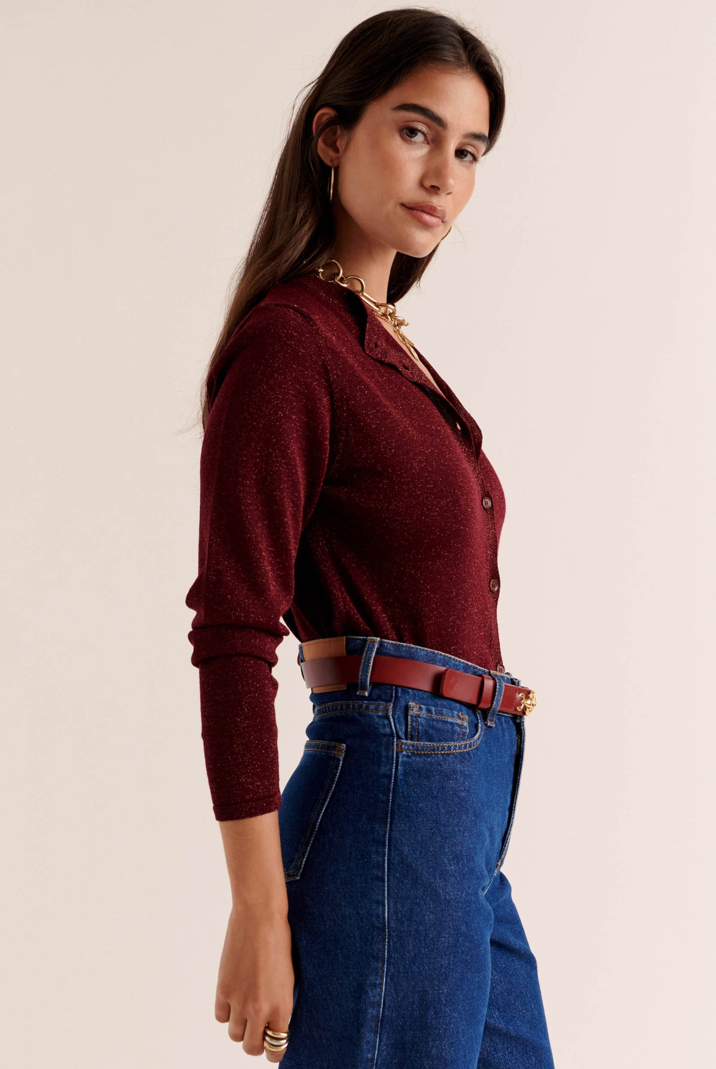 Mandy cardigan iridescent burgundy