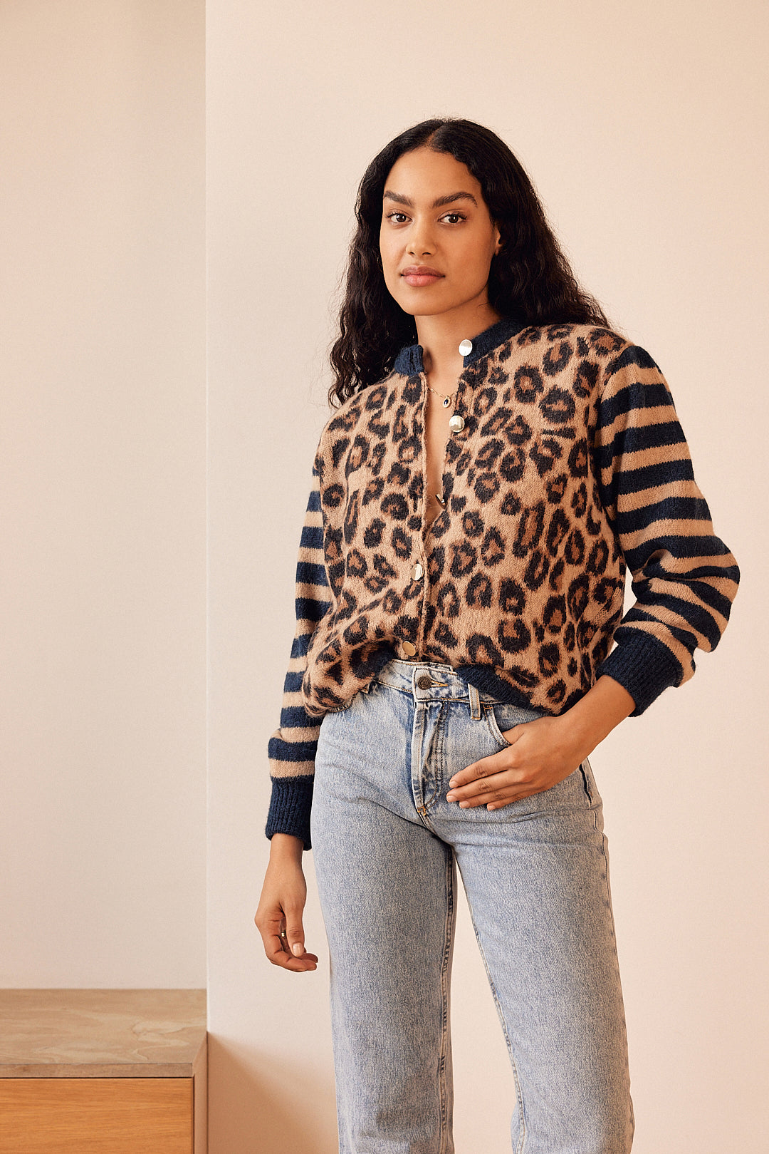 Blue leopard hotsell print cardigan