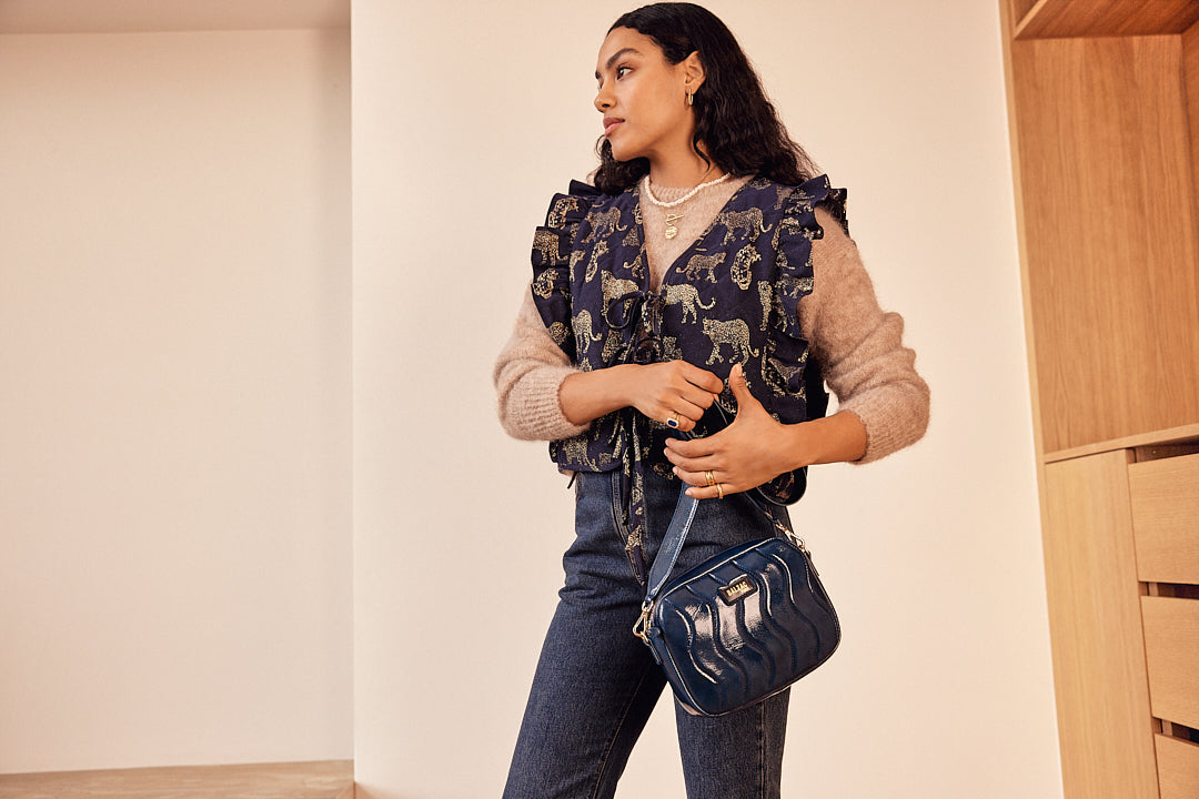 Bag César vague patent blue night