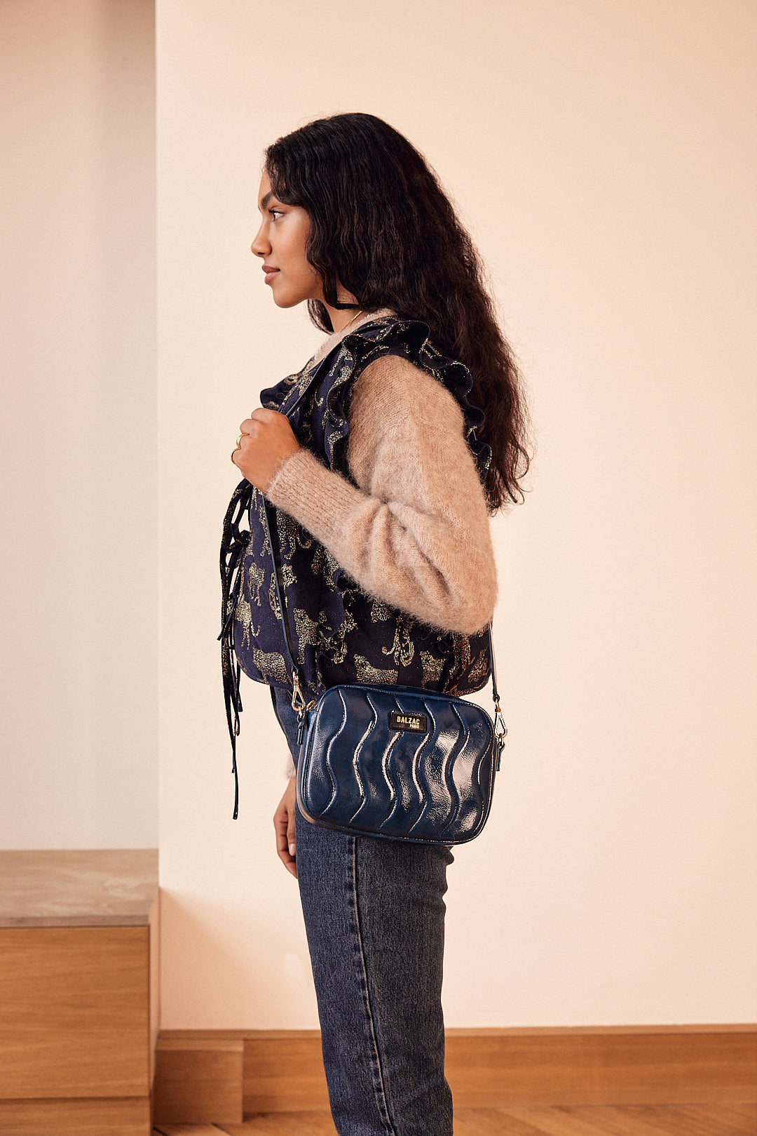 Bag César vague patent blue night