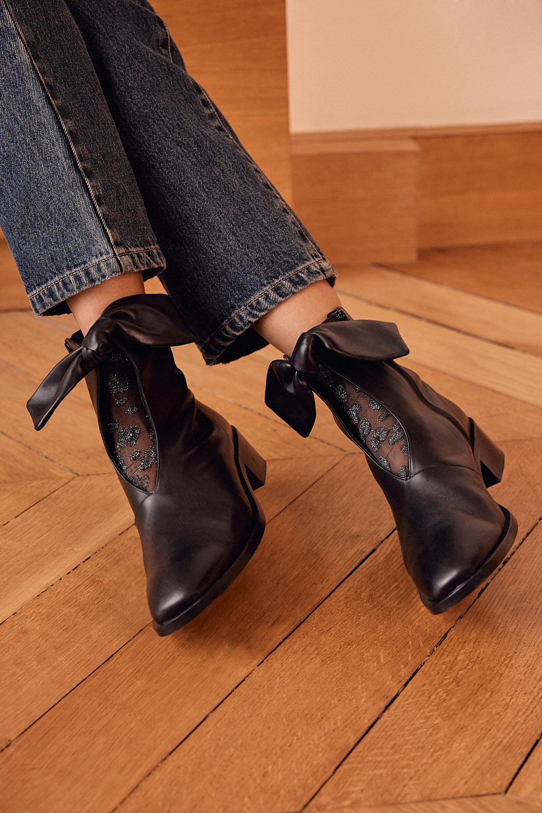 Socquette Maya black iridescent
