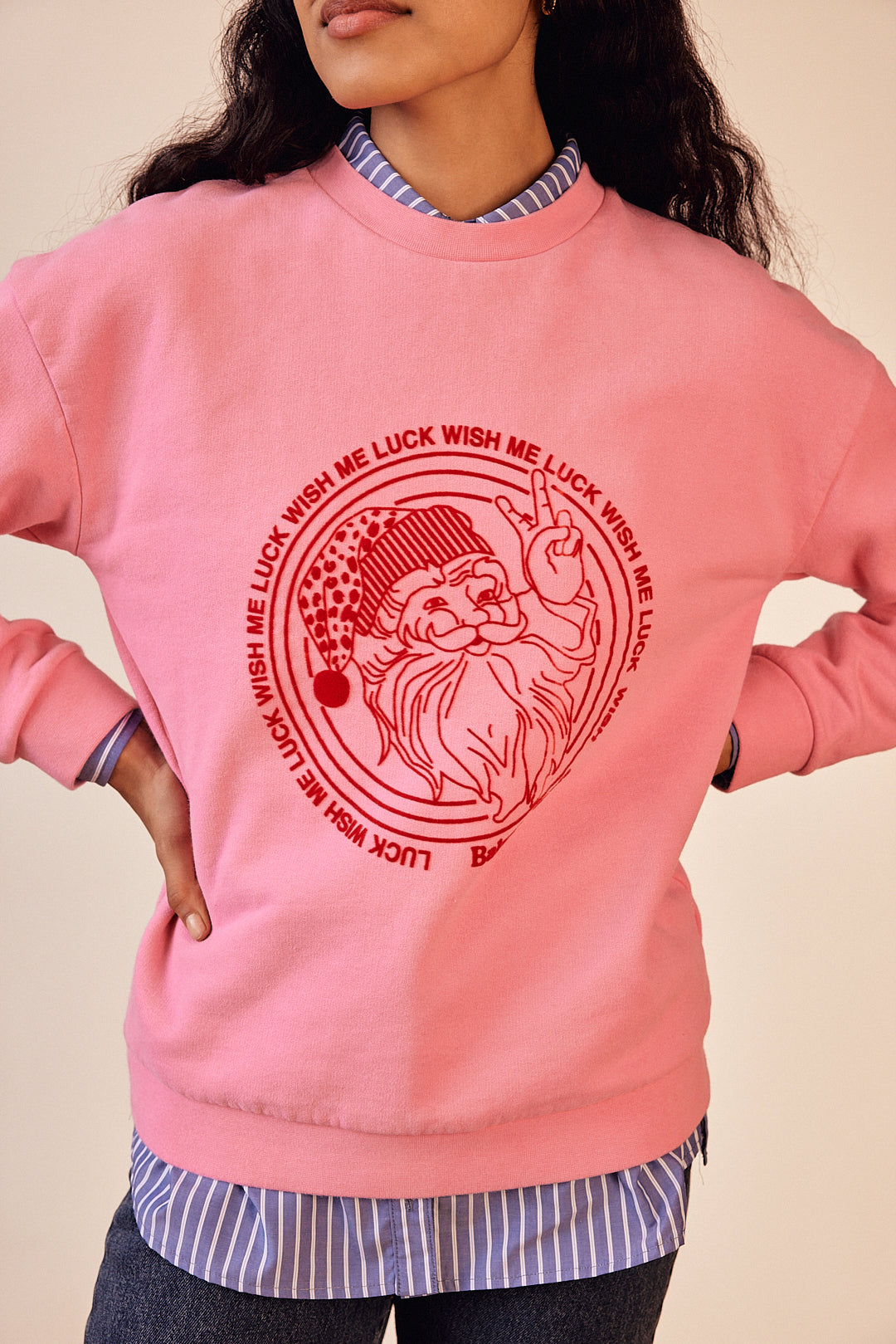 Harlow Wish me luck pink and red sweatshirt
