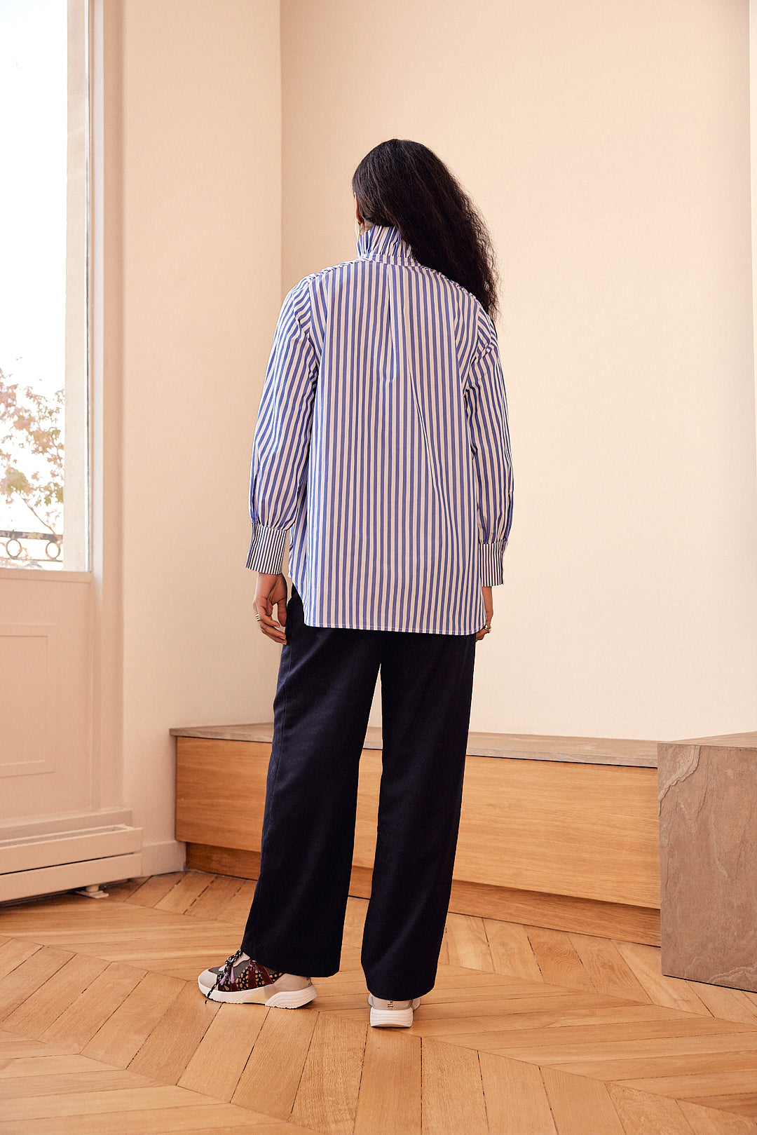 Léonor shirt with white and blue stripes