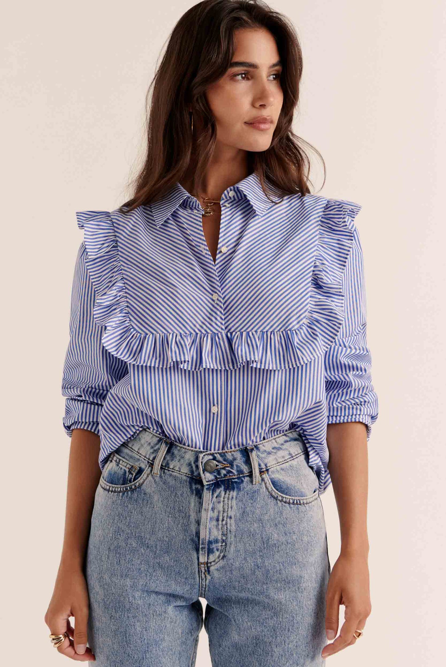 Cassi blue striped blouse