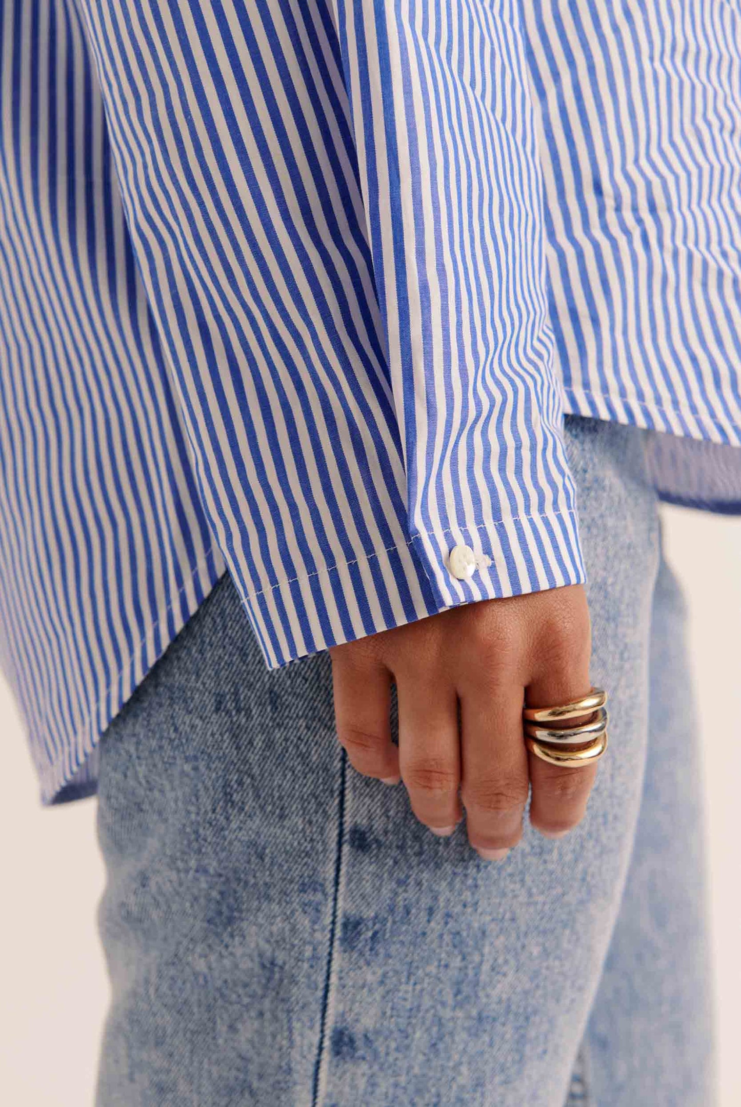 Cassi blue striped blouse