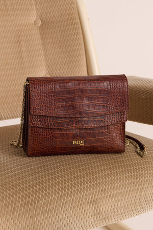 Embossed cognac Noah bag