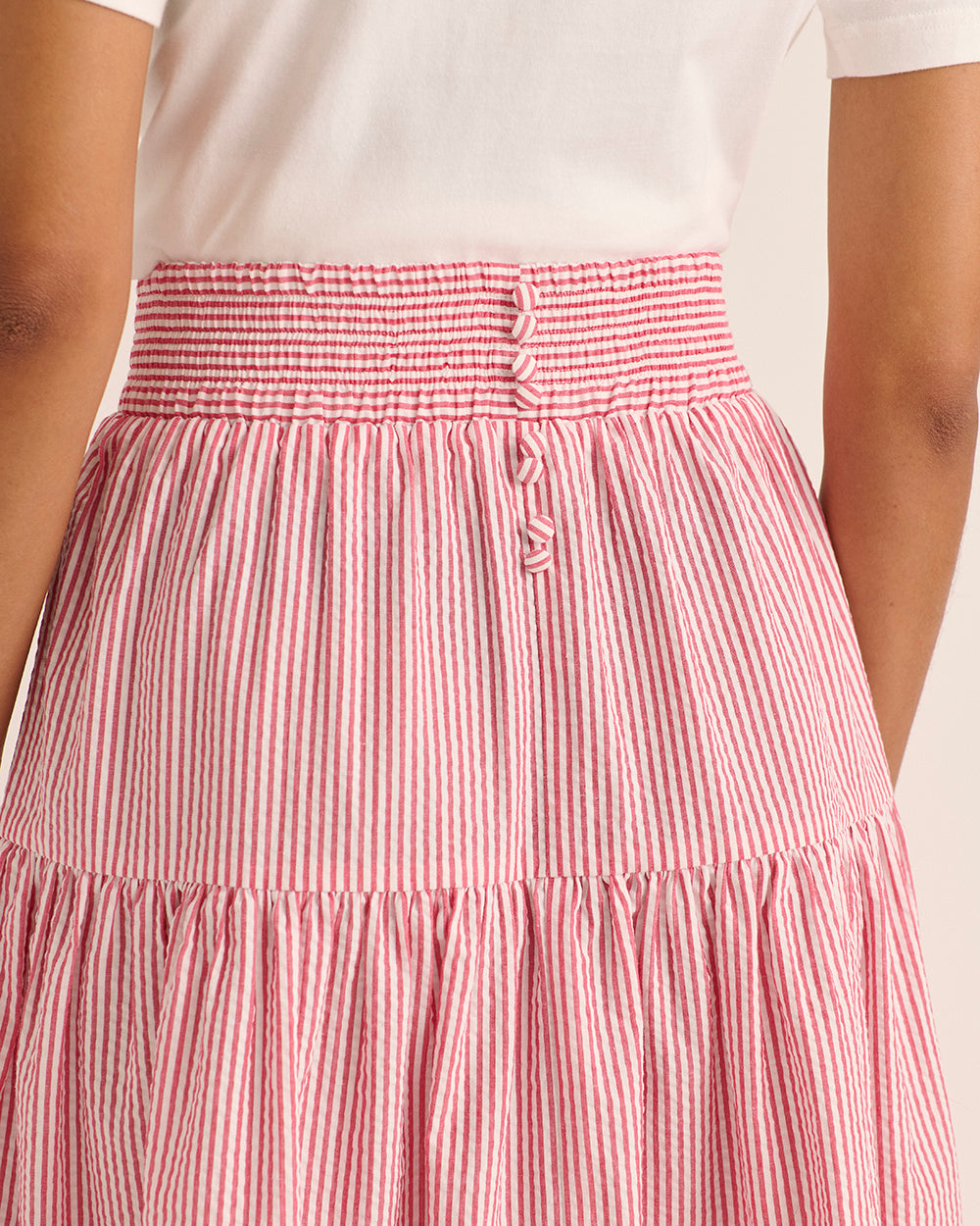 Gaby red and white striped skirt