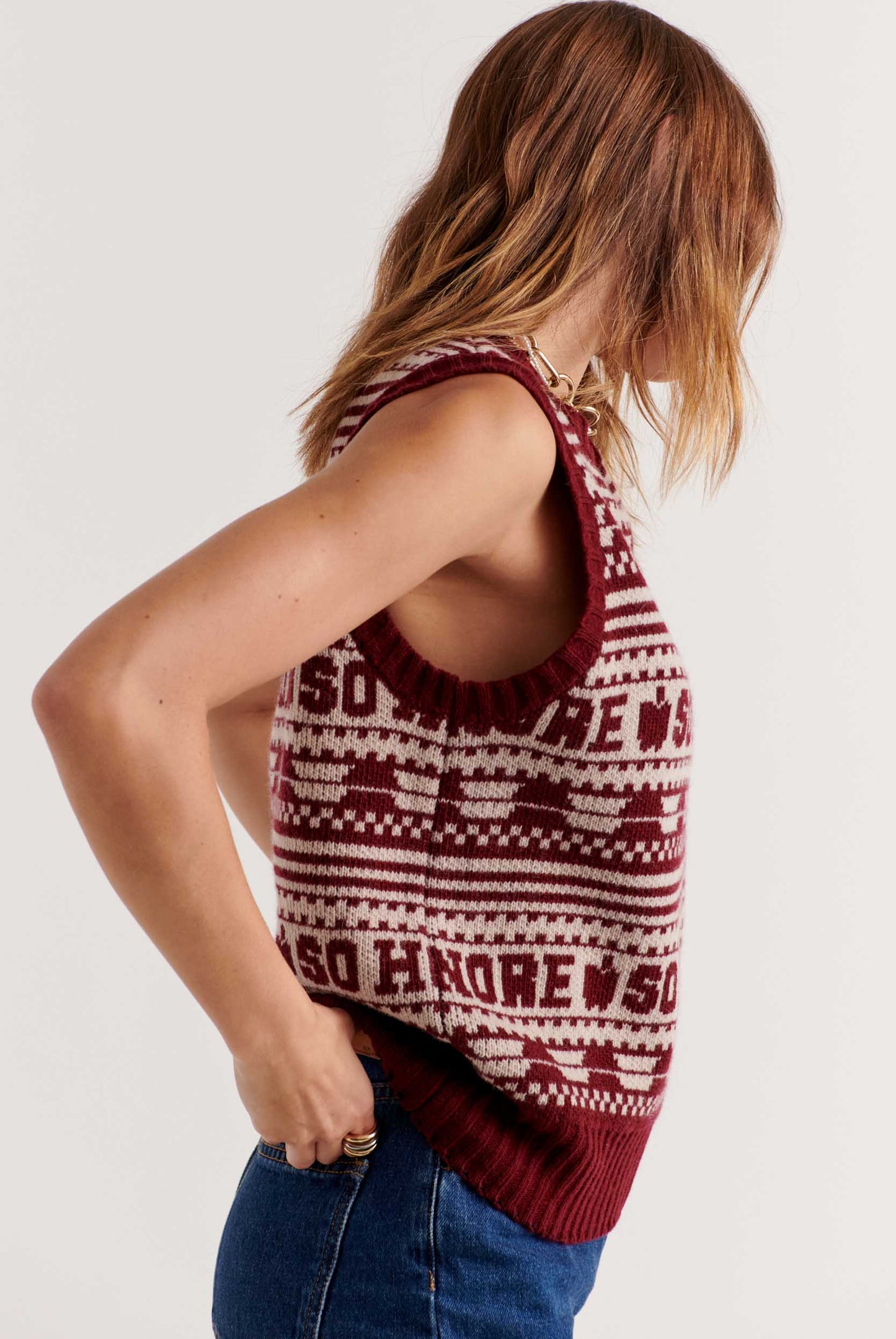 Pull Kurt bordeaux et beige