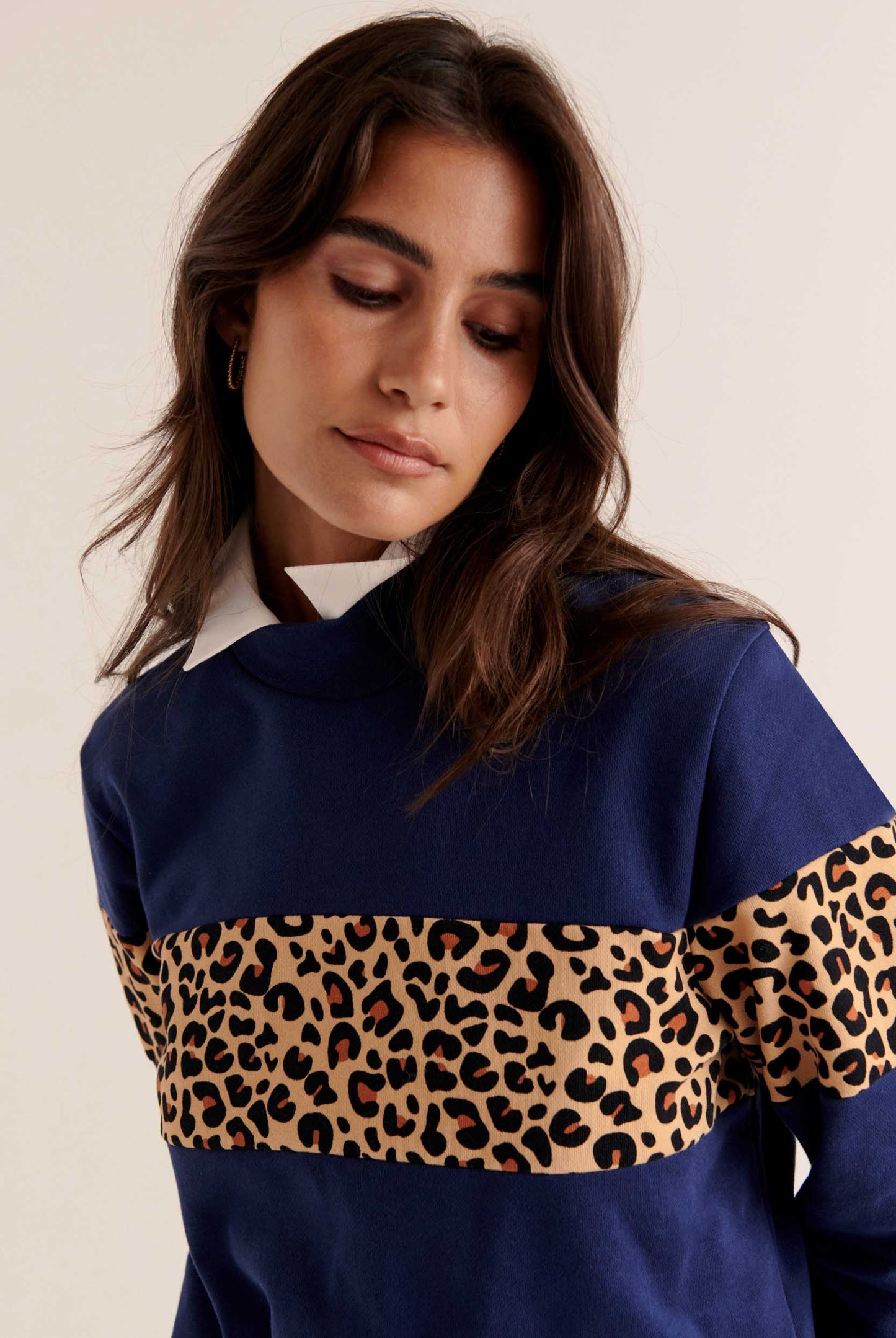 Anvers navy and leopard sweatshirt