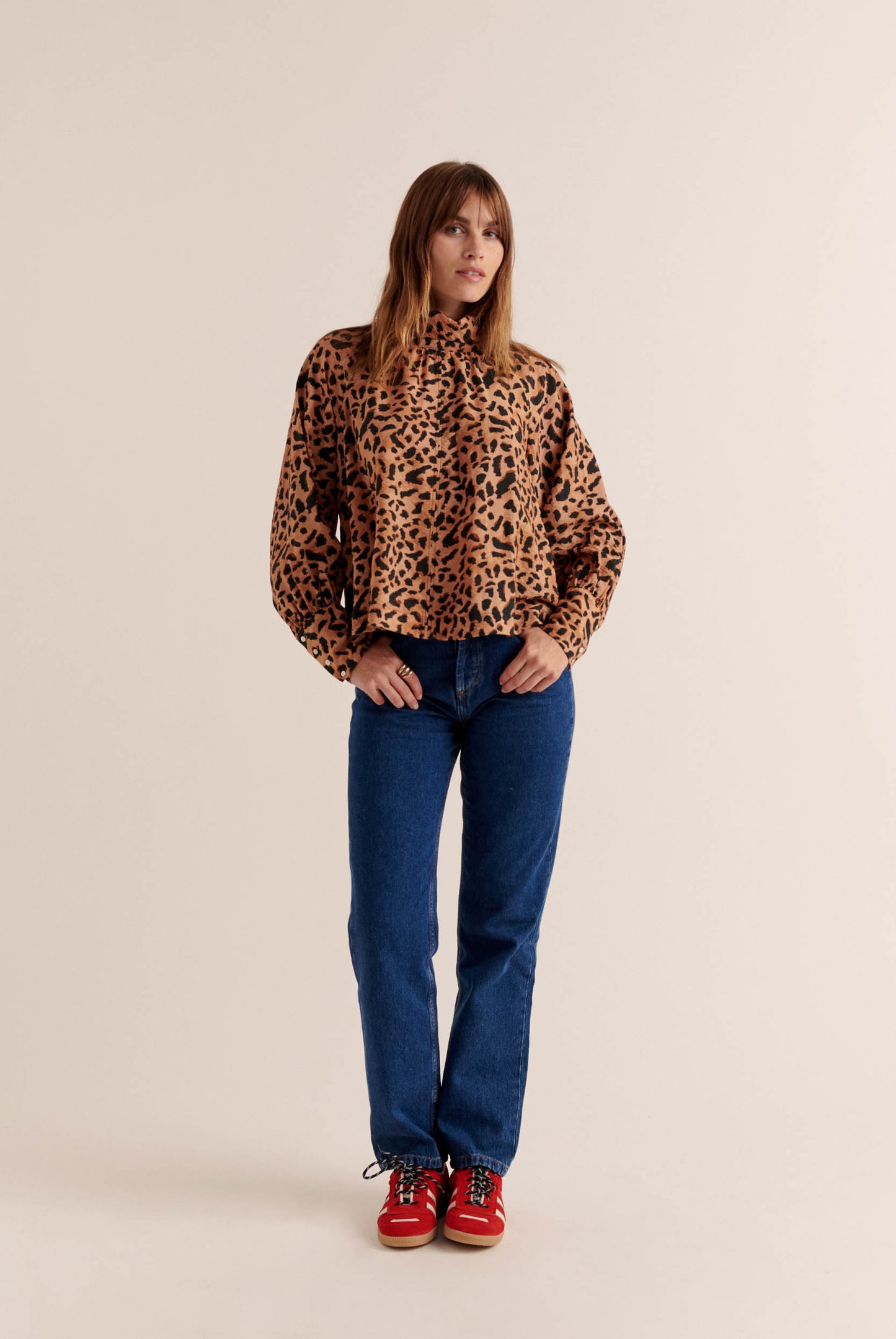 Mona cheetah cappuccino blouse