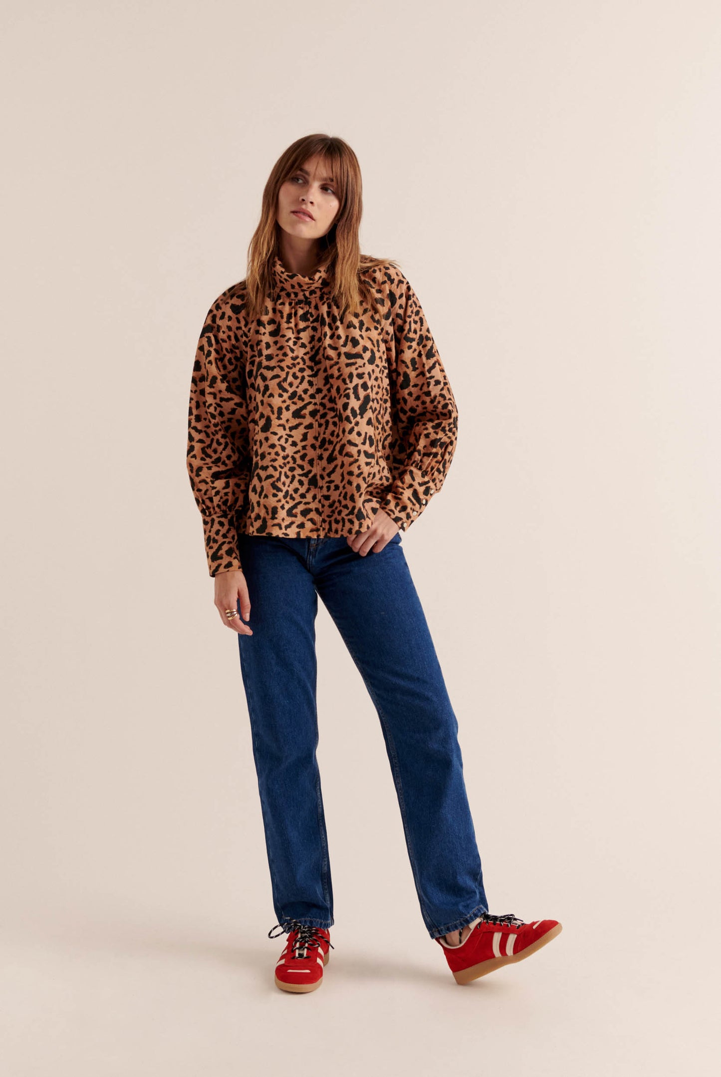 Mona cheetah cappuccino blouse