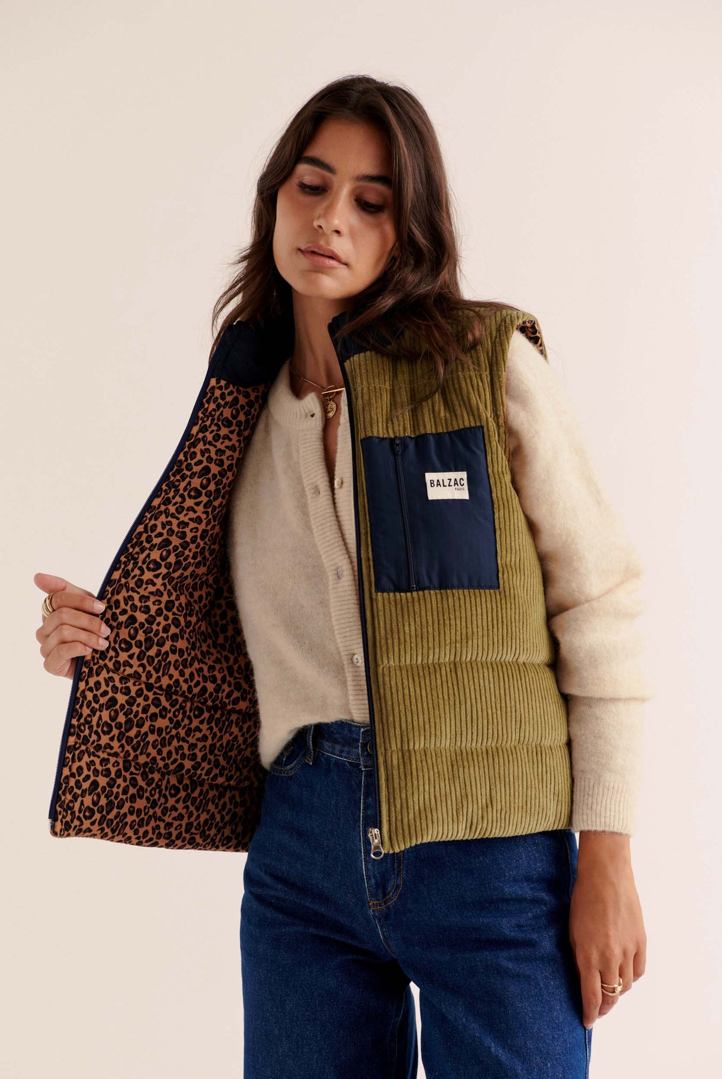 Moss green and leopard Banquise jacket