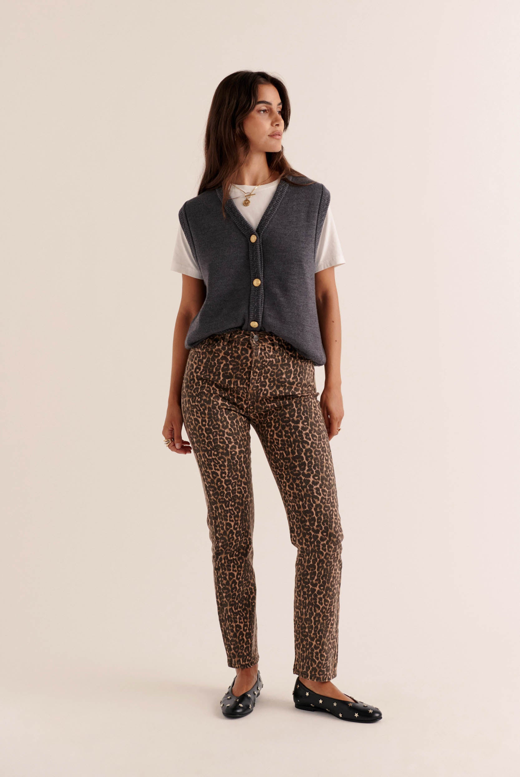 Jeans Austin leopard coffee