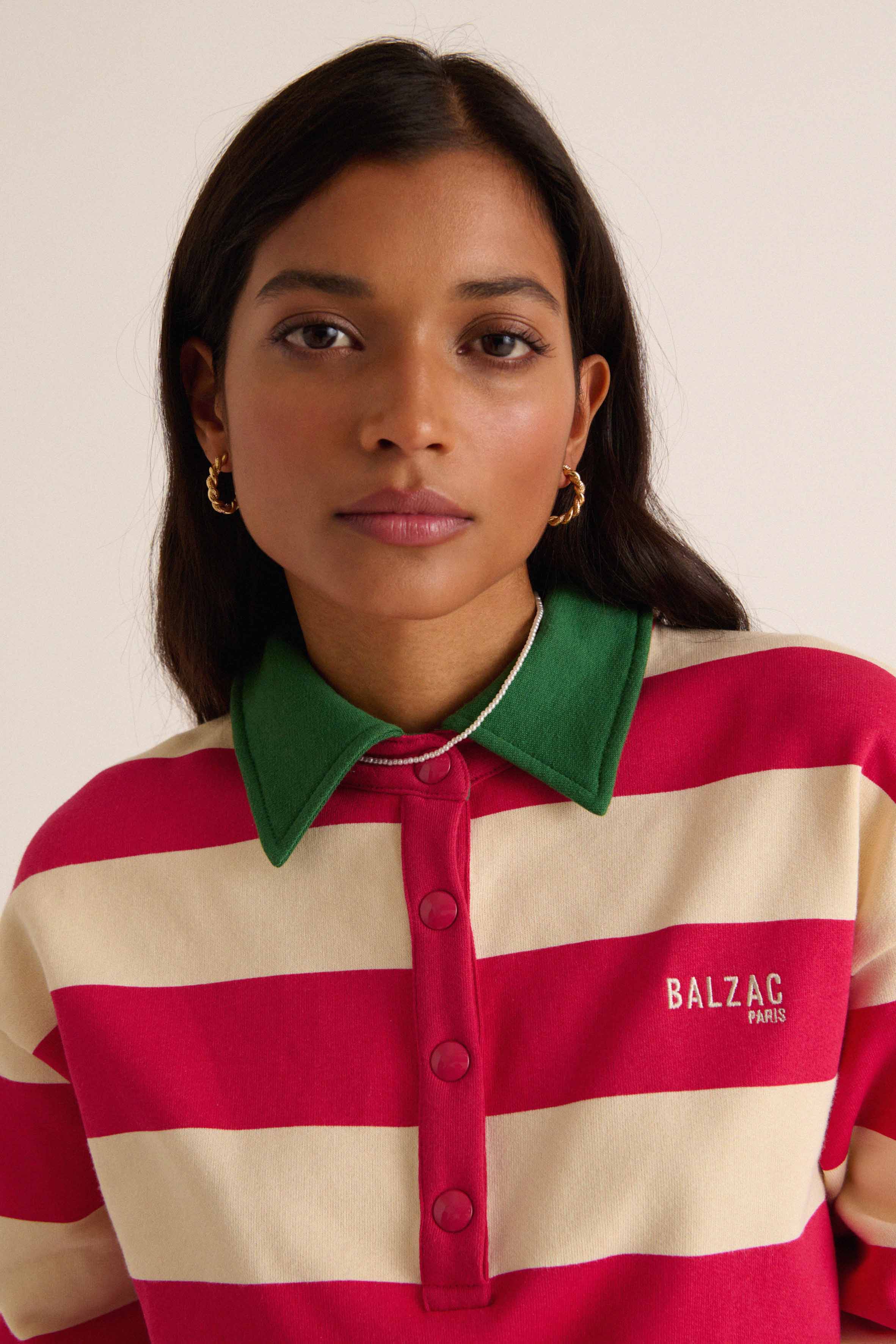 Alvar sweatshirt with pink and green stripes