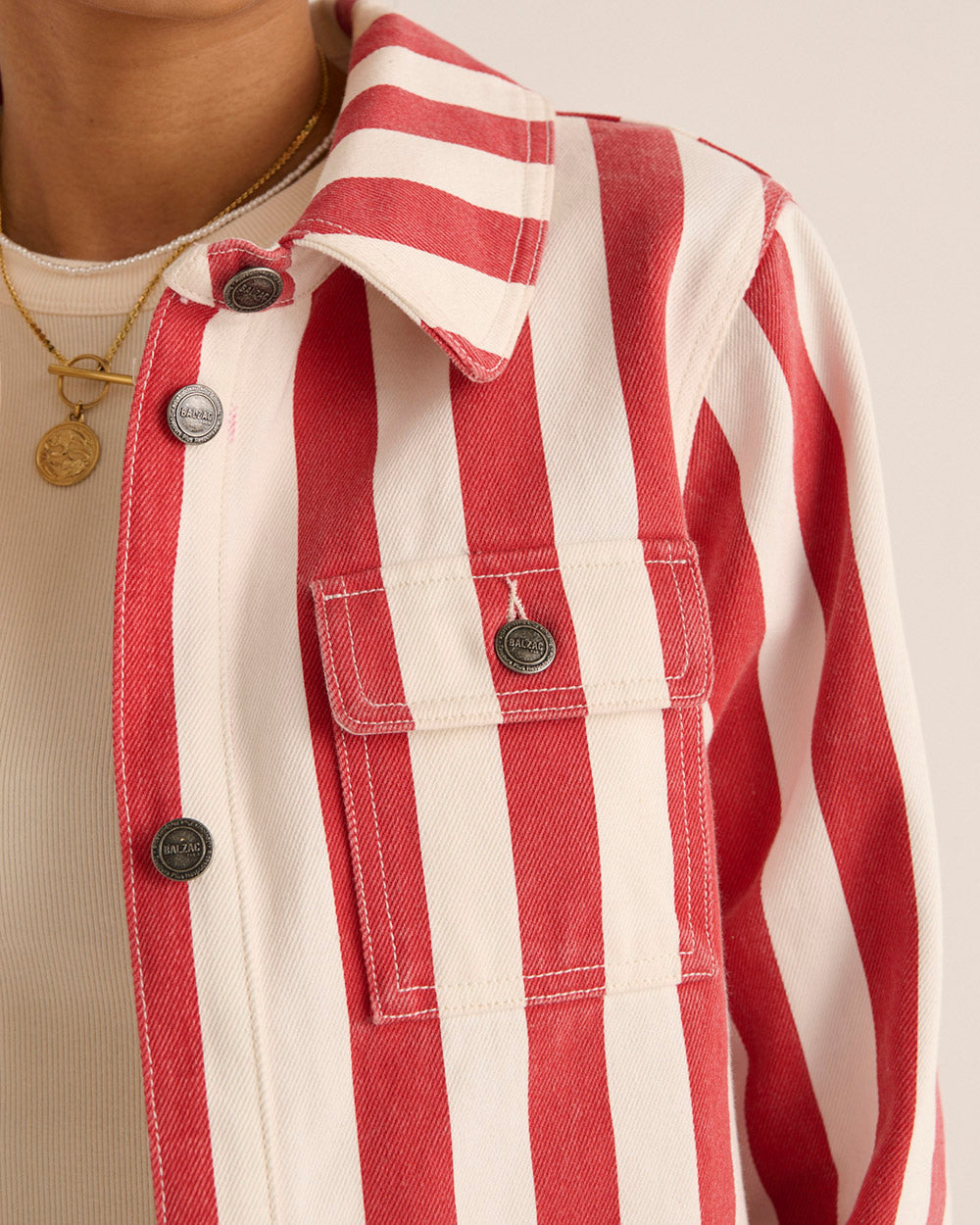Philou jacket with red and white stripes