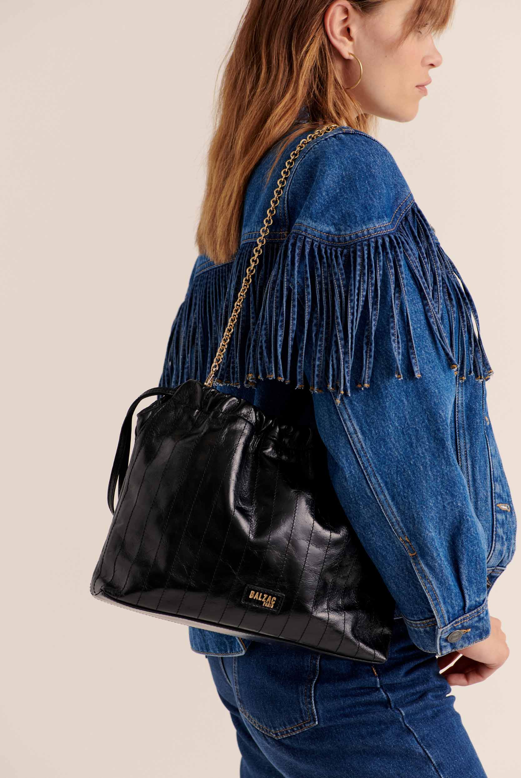 Amaïa black crumpled bag - Balzac Paris