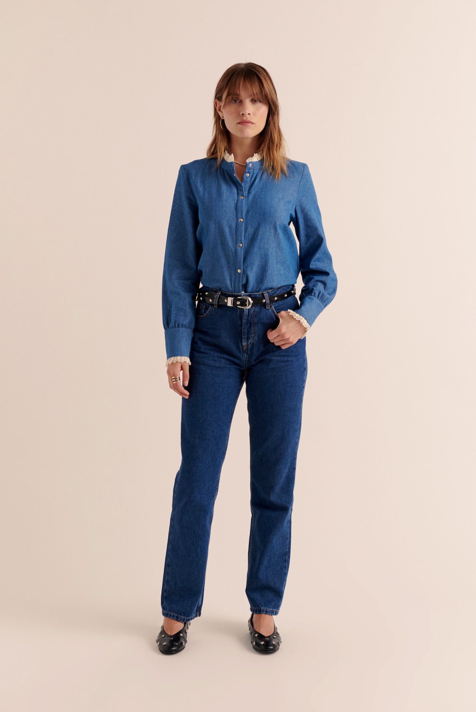 Shirt Léopoldine blue midi