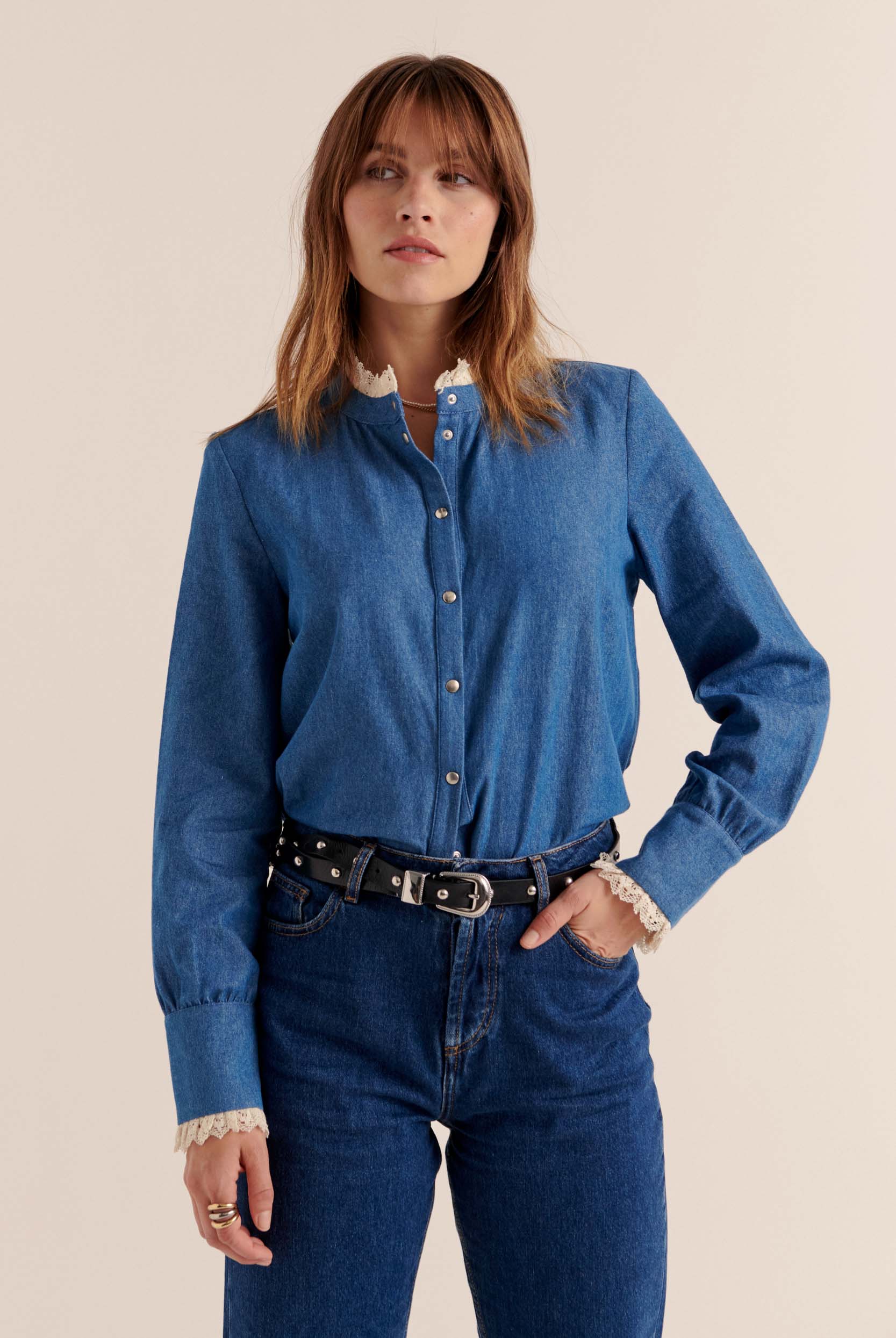 Shirt Léopoldine blue midi