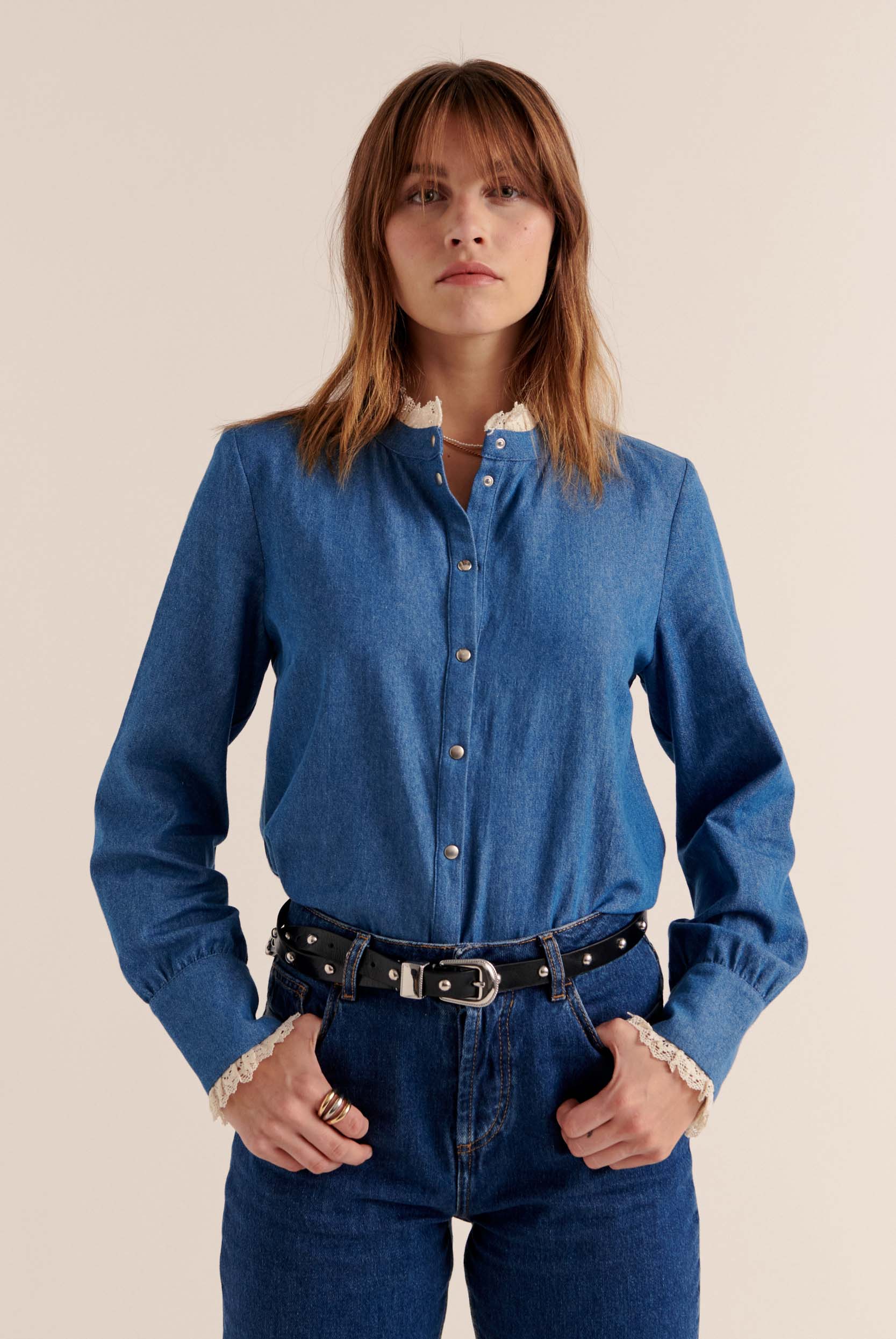 Shirt Léopoldine blue midi