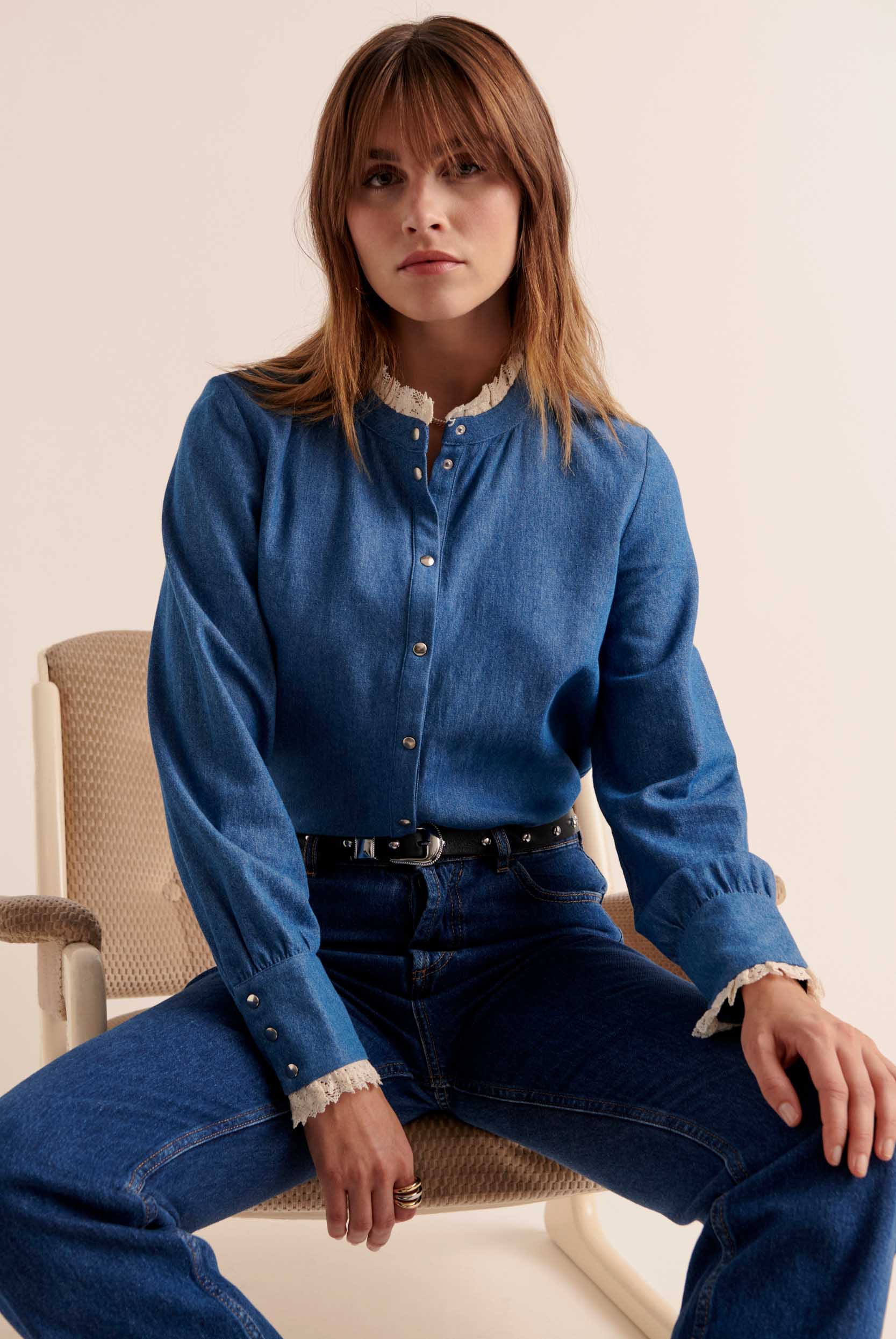 Shirt Léopoldine blue midi