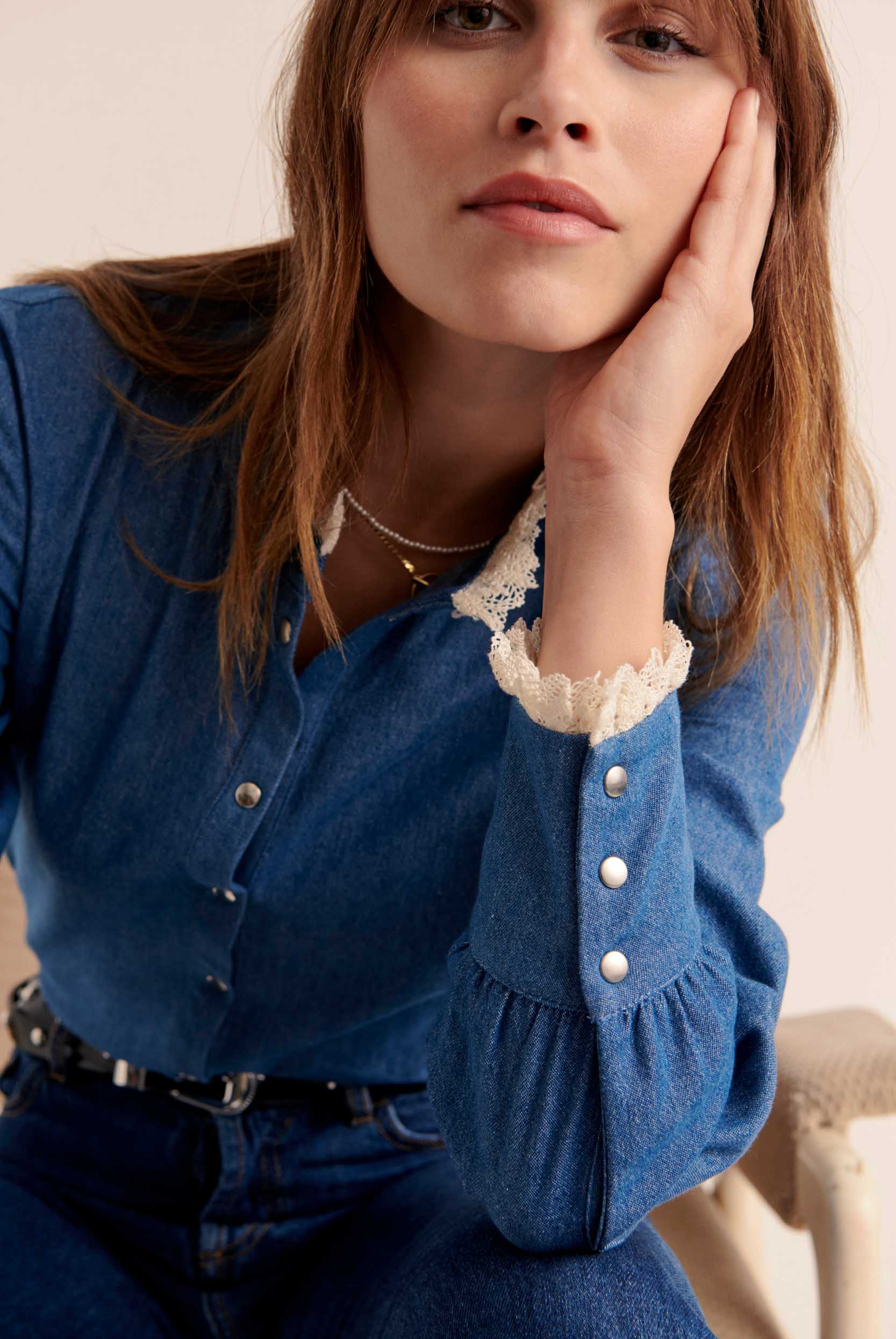 Shirt Léopoldine blue midi