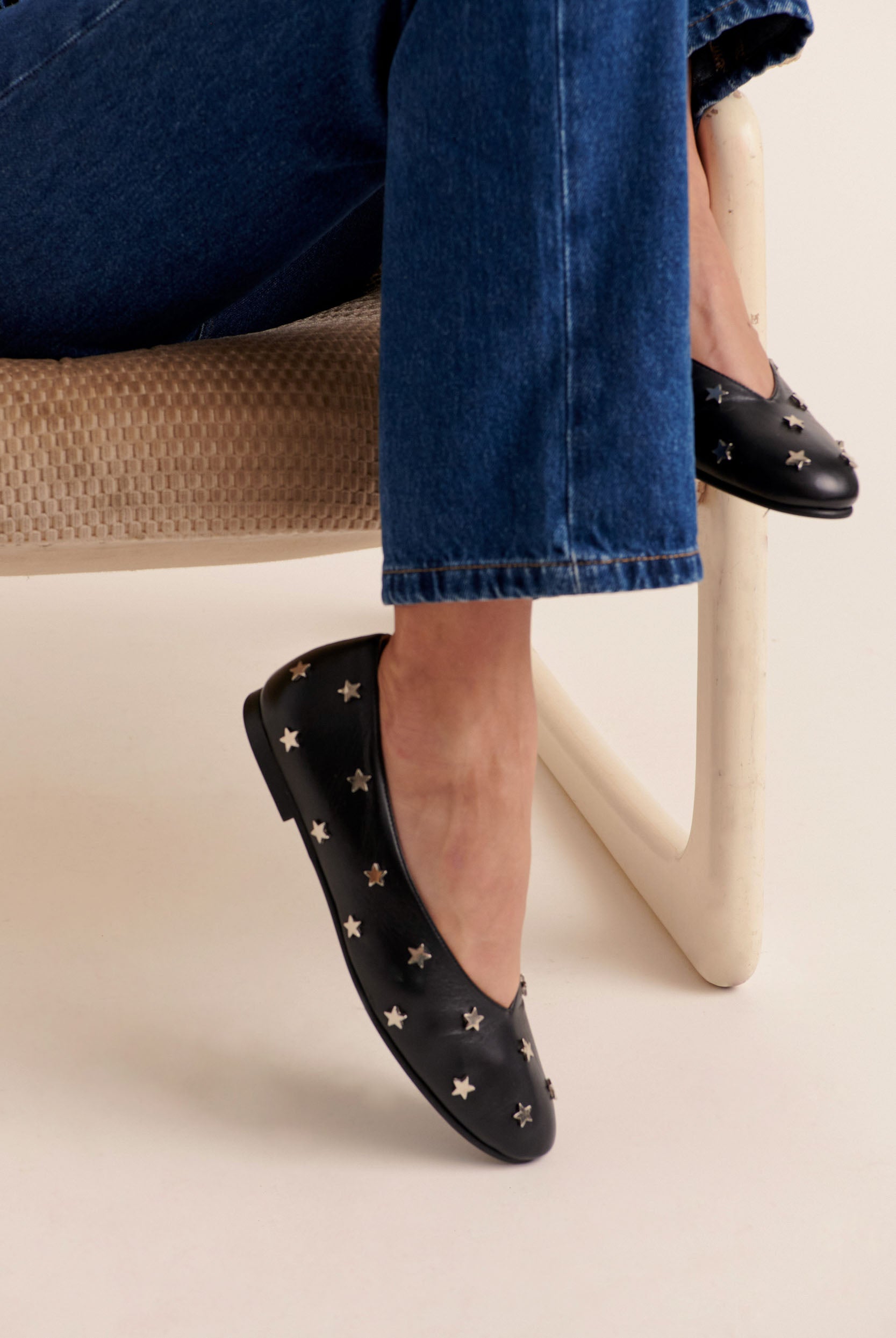 Ballet flats Freddie black étoiles argentées