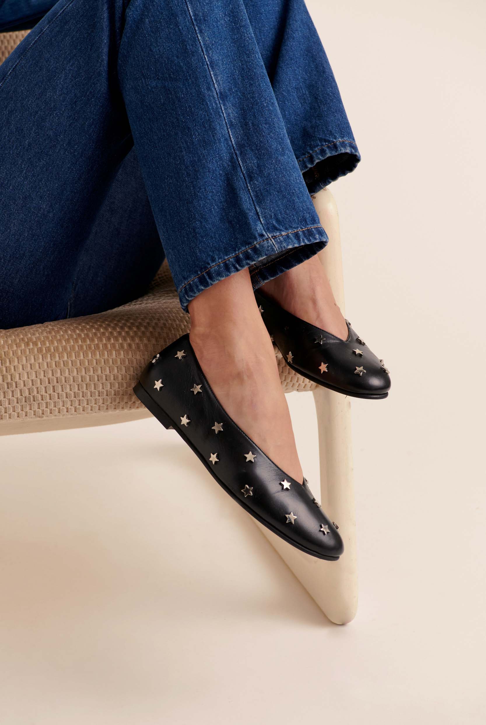 Ballet flats Freddie black étoiles argentées