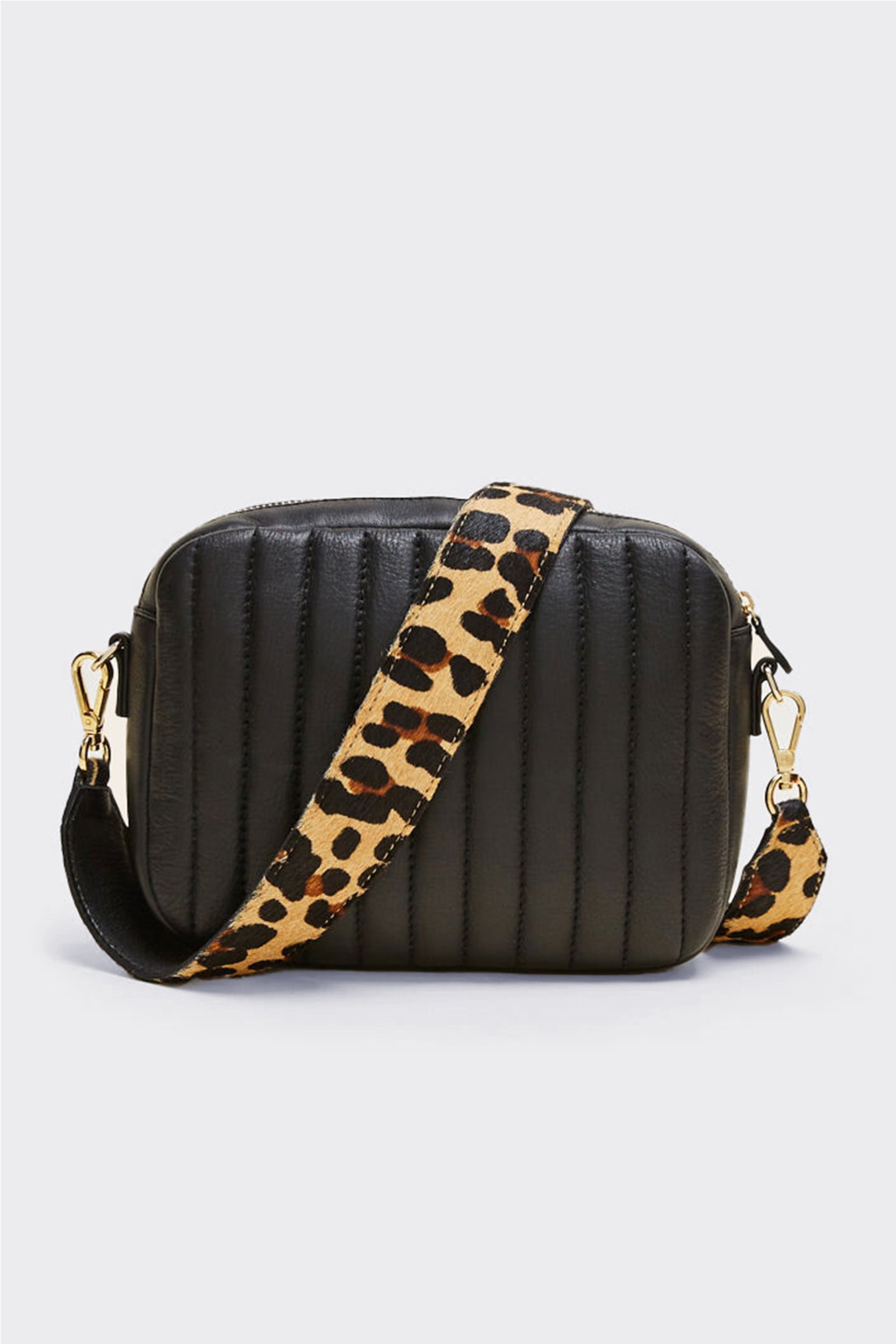 Bag César black handle leopard