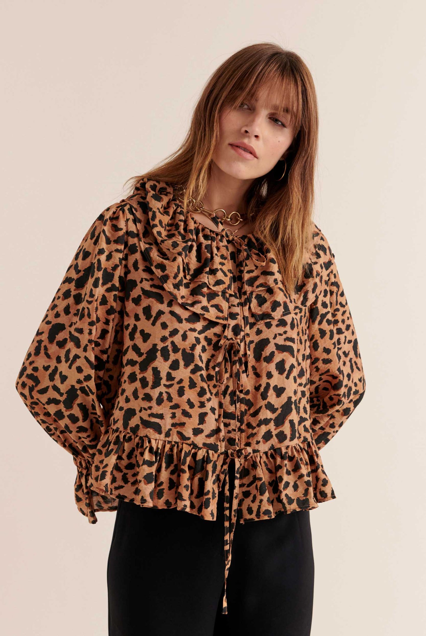 Belva cheetah print cappuccino shirt