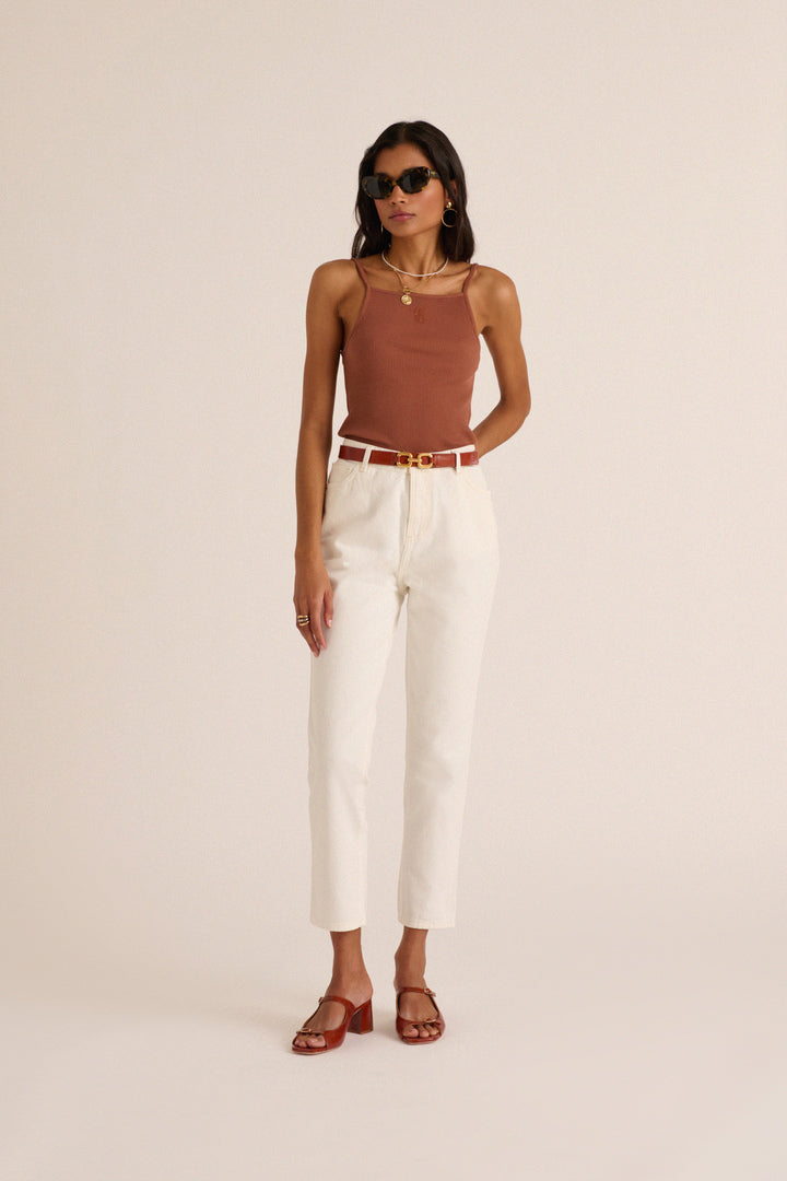 Mules Joane patent crinkled cognac