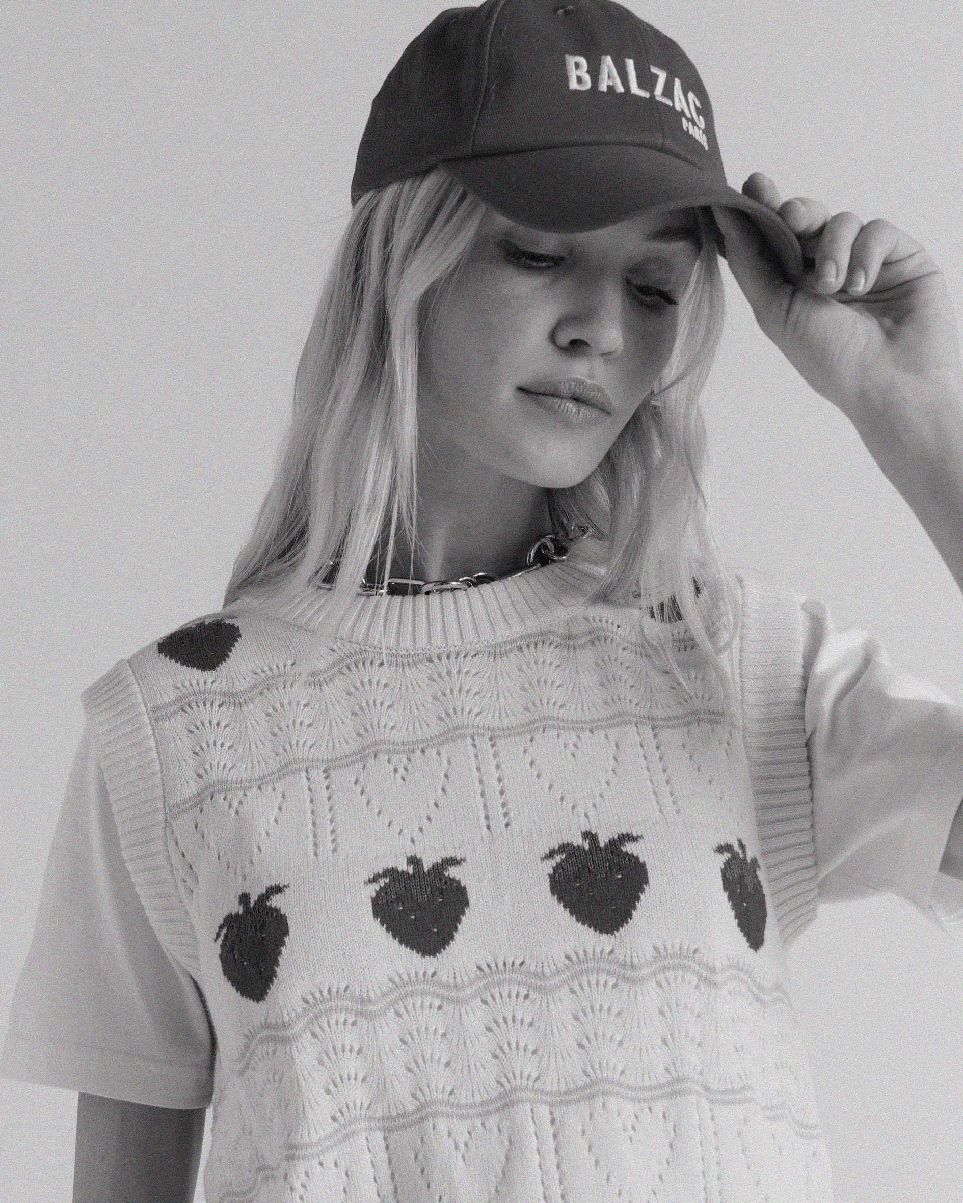 Sweater Priska ecru and fraises red