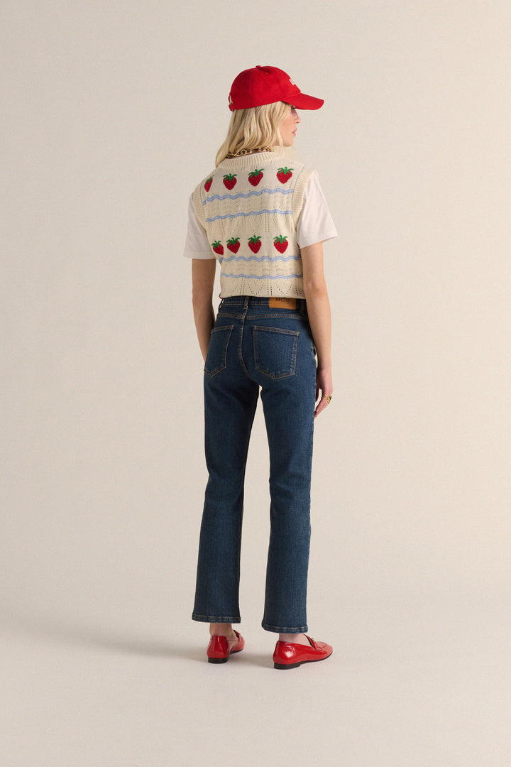 Sweater Priska ecru and fraises red