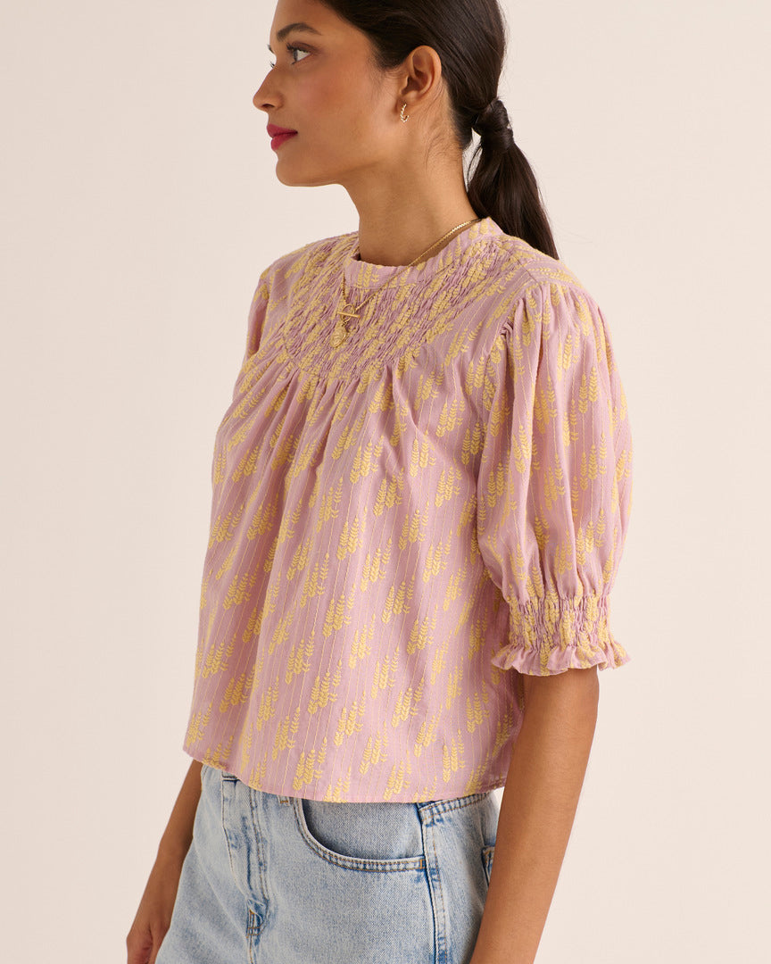 Amicie blouse with pink and yellow embroidery