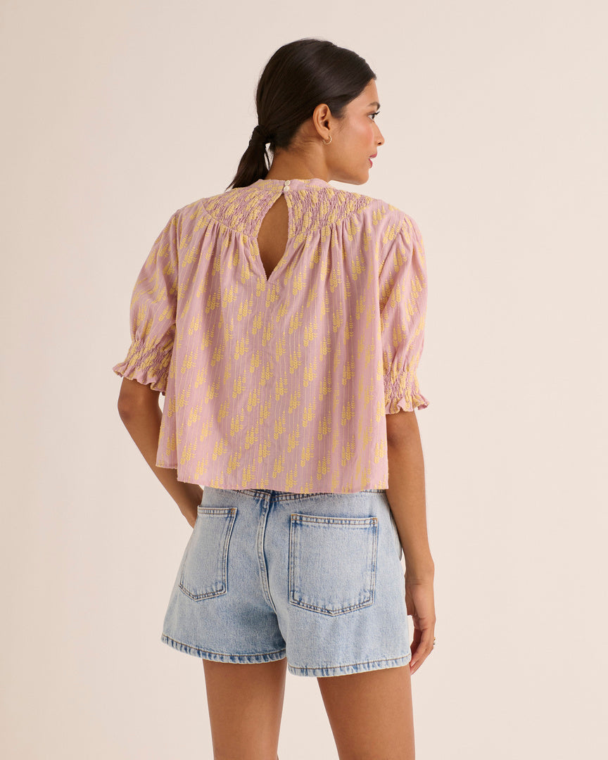 Amicie blouse with pink and yellow embroidery